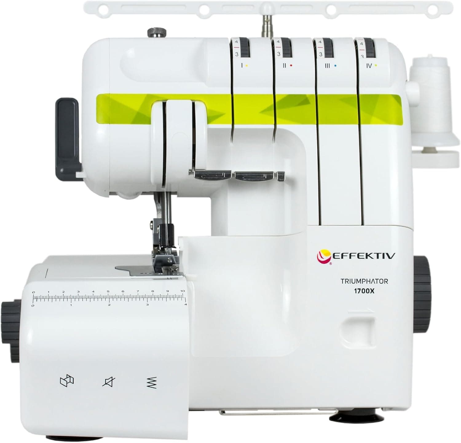 EFFEKTIV - Remalladora Overlock Potente 1700X | Enhebrado Automático | 3/4 Hilo con Diferencial | Marco de Metal Completo | 120W de Potencia | 1300 Puntadas/Minuto | 14 Puntadas | Plataforma de Manga