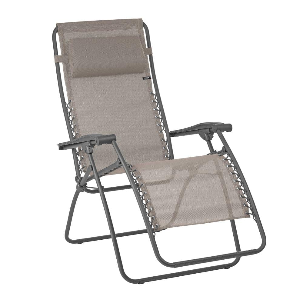 LAFUMA MOBILIER - Fauteuil Relax Zéro Gravité RSXA - Chaise Longue Pliante Terrasse et Jardin - Toile Batyline® Résistante - Transat Multiposition, Tout Confort, Fabriqué en France - Marron CHATAIGNE