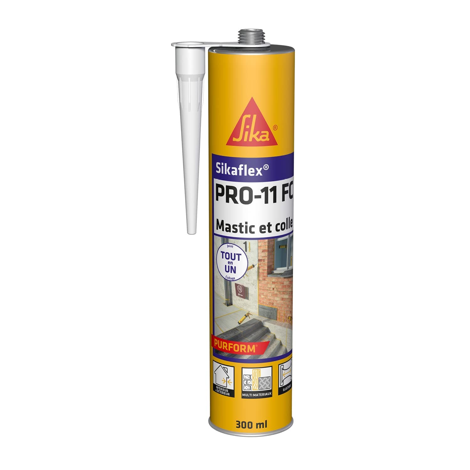 SIKA - Mastic polyuréthane PU tout en 1 - Sikaflex PRO 11 FC Purform Blanc - Collage puissant - Mastic multi-matériaux - Etanche - Intérieur et Extérieur - Construction et Bricolage - 300ml