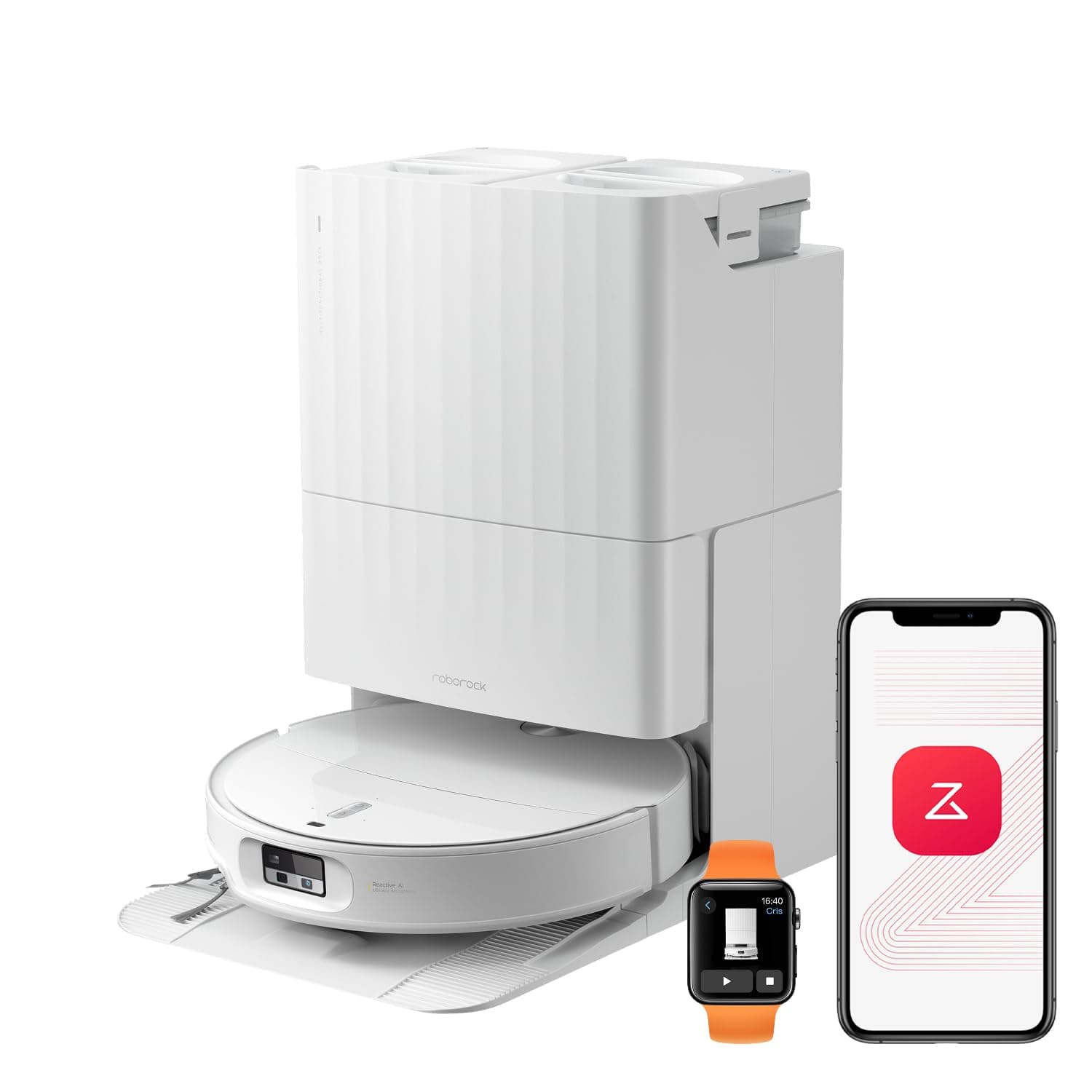 roborock Qrevo Edge 2 Saugroboter mit Wischfunktion&Hebarem Wischmopp, 25.000 Pa, Anti-Tangle, ultraflach 7,98 cm, 80 °C Heißwasser-Moppwäsche, FlexiArm-Technologie, AI-Hinderniserkennung(Weiß)