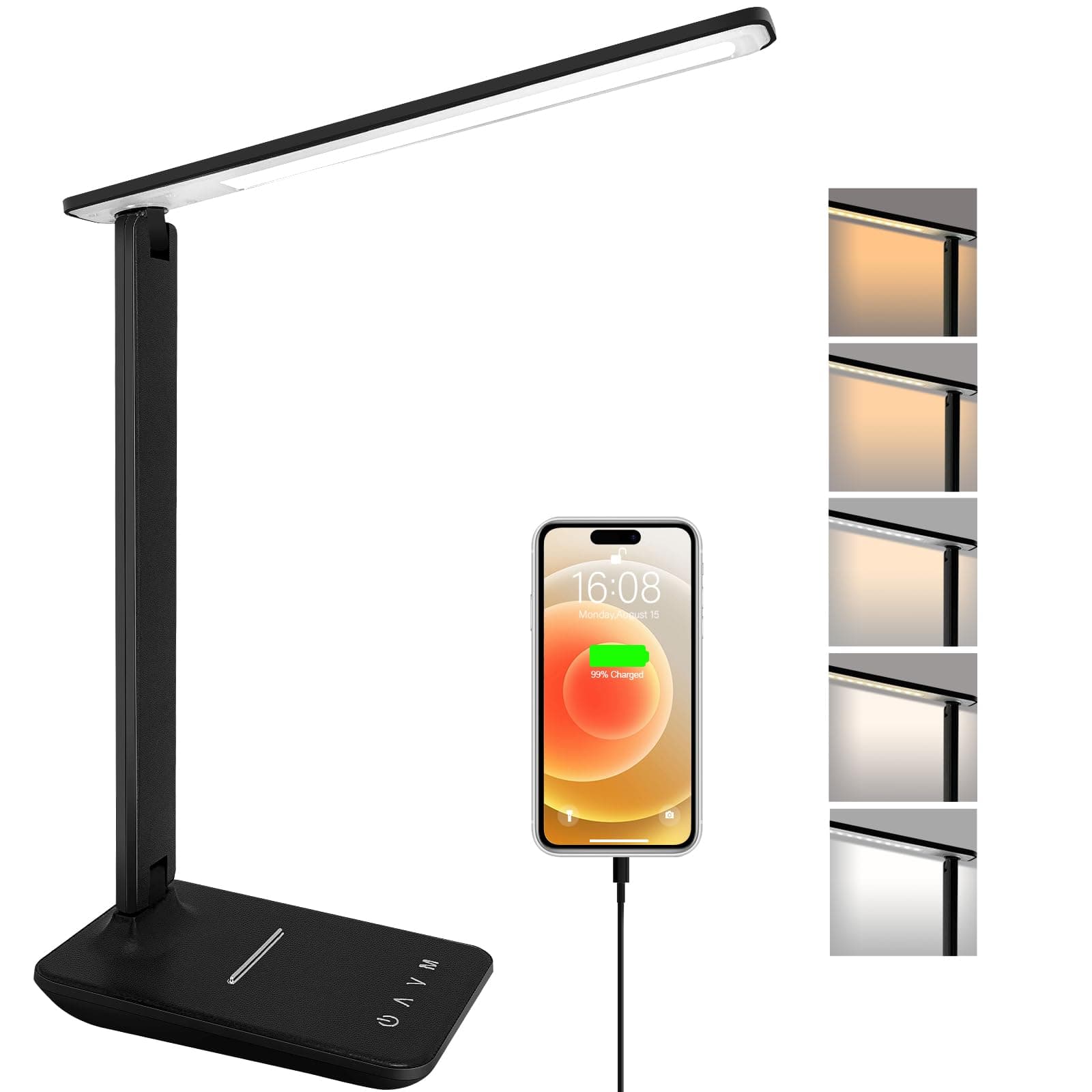 lampada da scrivania,lampada da lettura,dimmerabile lampada da tavolocon porta USB, 3 modalità di illuminazione, lampada da comodino pieghevole per lettura,unghie,lavoro,studiare,ufficio,dormitorio