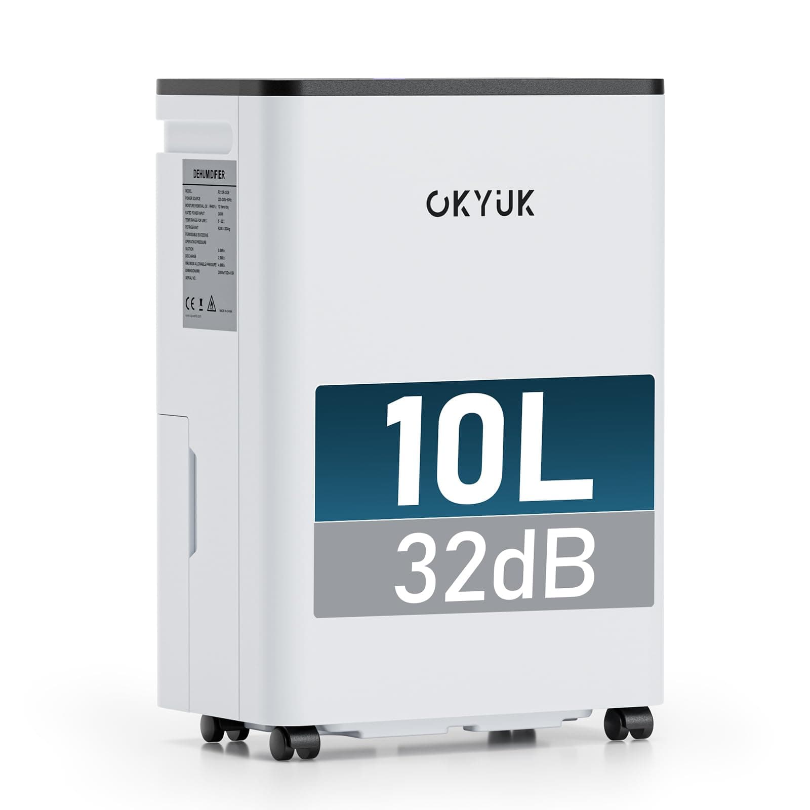Deshumidificador 10L con Indicador Digital de Humedad,Deshumificadores de humedad Deshumidificador para Hogar hasta 30m² con Apagado Automático, Ideal para, Baños, Dormitorios, Sótanos (10L Blanco)