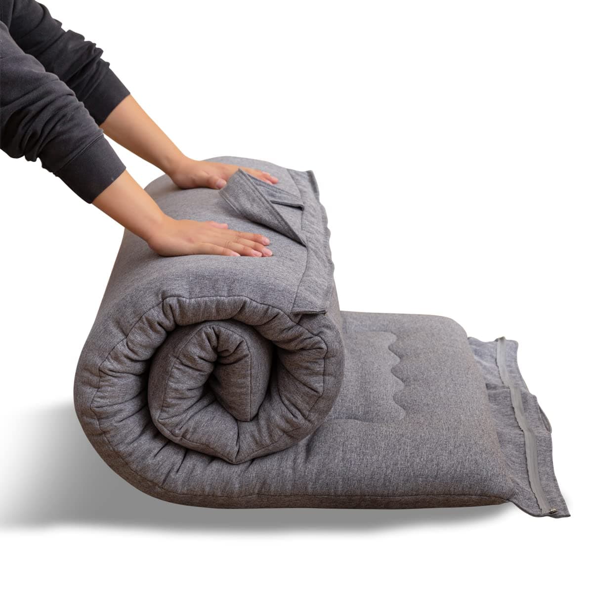 MAXYOYO Matelas Futon Pliable Portable, Tissu hypoallergénique et Coussin de Matelas en Mousse avec poignée et Fermeture à glissière pour d'invité en intérieur Camping extérieur