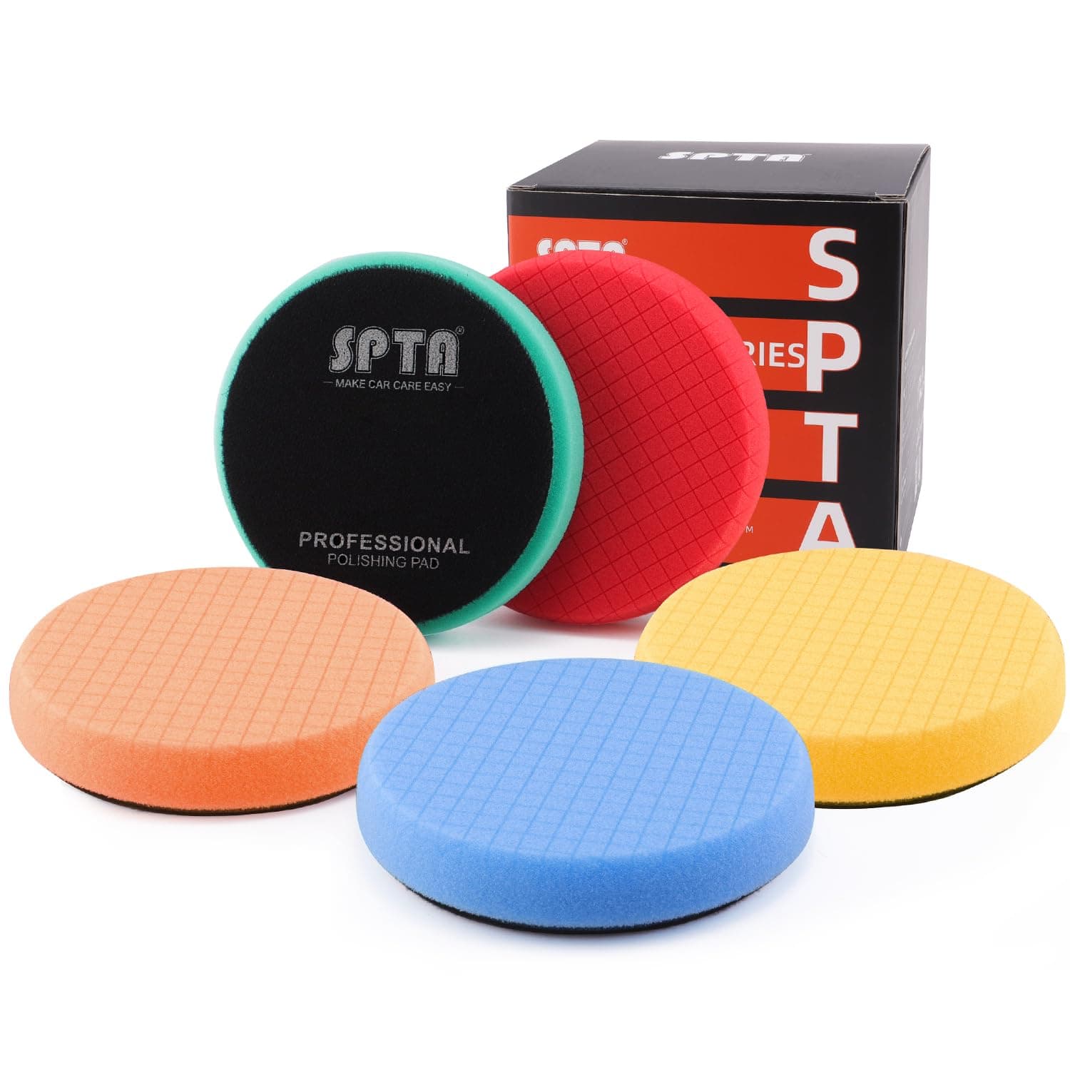 SPTA 5tlg 125mm Polierschwämme Wachs Schwämme Auto Polierpad Polieren Pad, Polierschaum Set für Exzenter Poliermaschine Schleifmaschine - Profiset