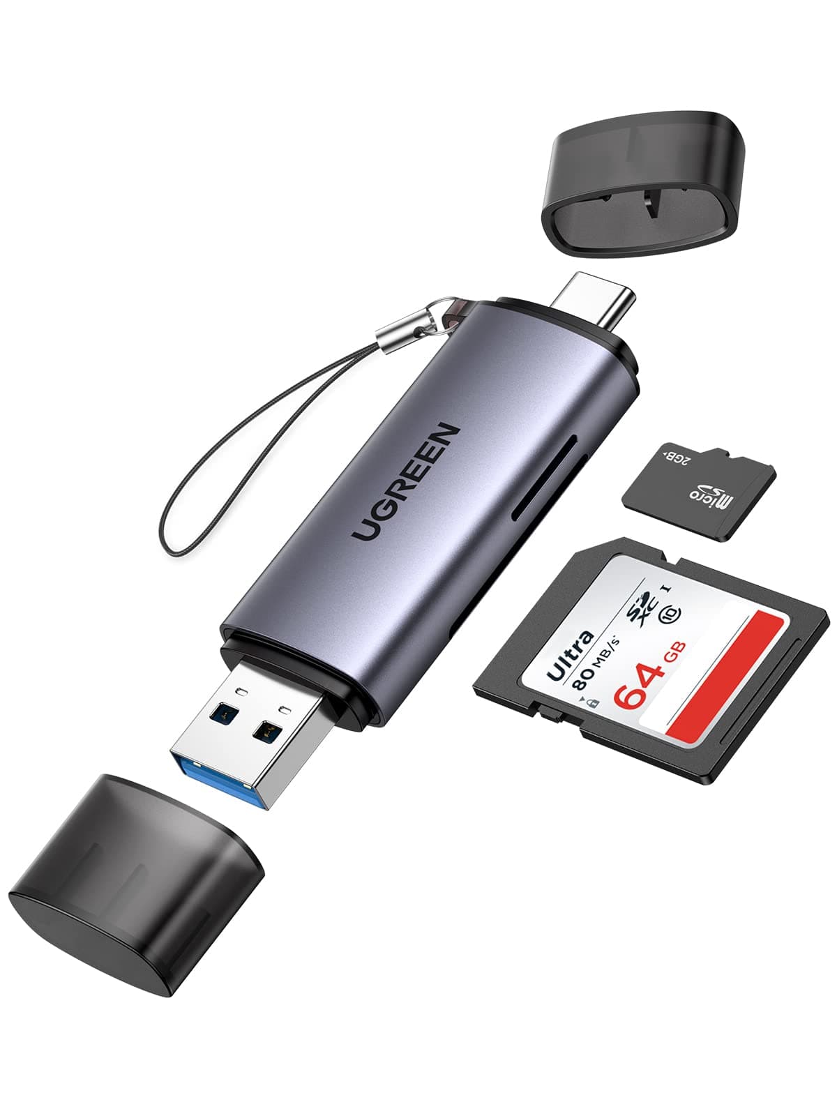 UGREEN SD Kartenleser USB C USB 3.0 2-in-1 kartenlesegerät SD und Micro SD Card Reader USB C kompatibel mit MacBook Neo Air Pro iPad Pro iPhone 17 16 Plus Pro Max Galaxy S26 S25