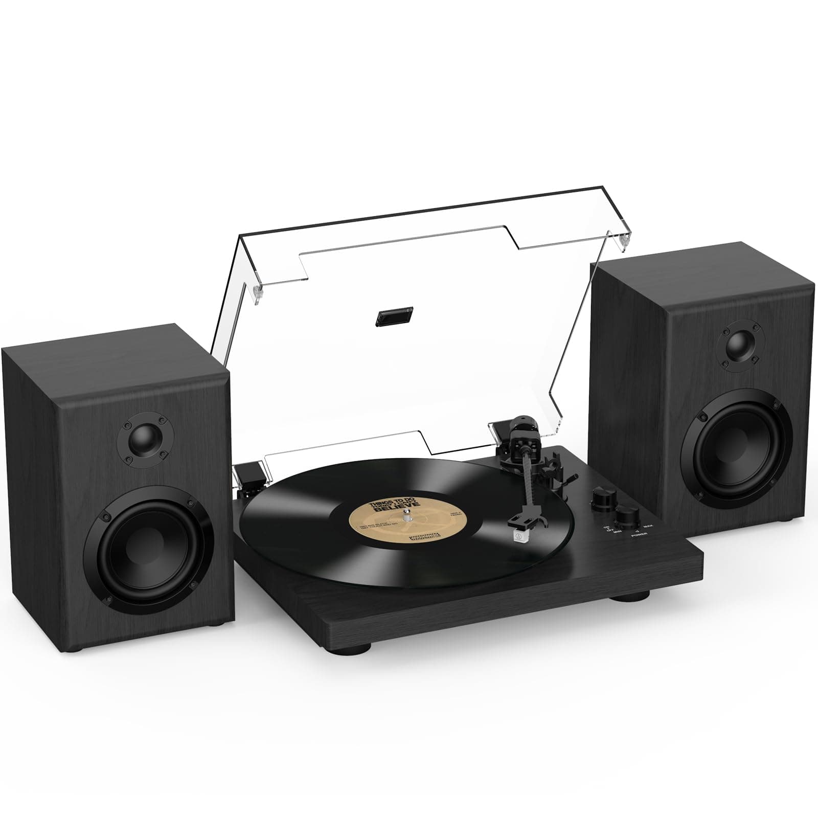 Trynnay Platine Vinyle, Tourne Disque Système HiFi, entrée/Sortie Bluetooth, 33/45 Tours/Minute, Compatible vinyles 7/10/12 Pouces, Son Hi-FI pour Les Amateurs de vinyles, Noir