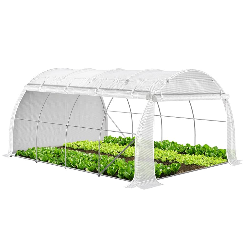 VOUNOT® Serre de Jardin Tunnel 300x400x200cm en Acier Galvanisé PE Haute densité 140 g/m² 12m2 Anti-UV avec Zip Enroulables Idéale pour Toutes Saisons