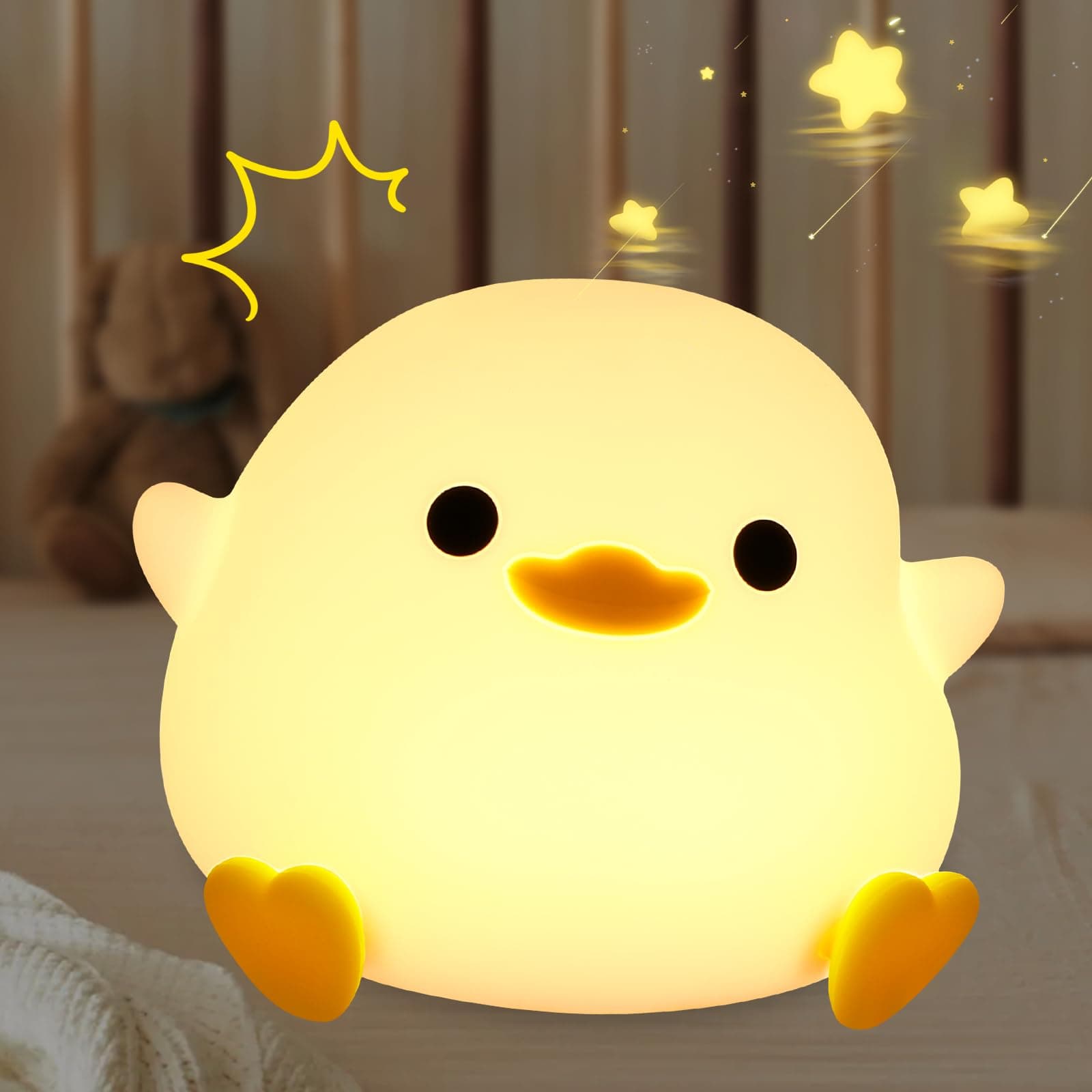 Farerkass Dodo Duck Luz nocturna de silicona regulable para bebé, lámpara de patos, recargable, portátil, Dodo Duck, luz nocturna LED sensible al tacto, luz nocturna para habitación de bebé, regalos