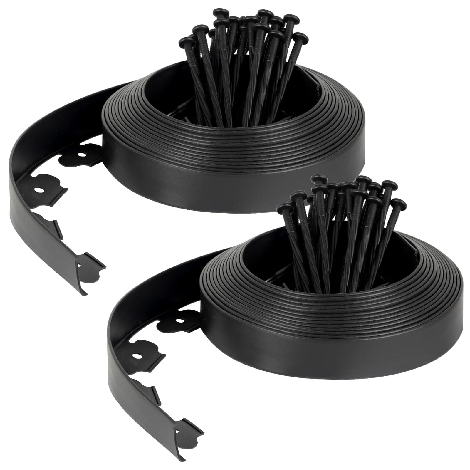 Velway Bordure de Jardin en Plastique Flexible 20 mètres, Hauteur 5cm - avec 60 Piquets d'ancrage – Délimitation Pelouse, Allée, Parterre – Bordurette Extérieure Facile à Installer