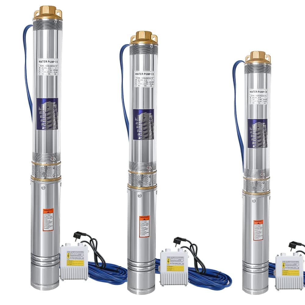 Randaco Pompa per fontana profonda 1,10 kW, Pompa d'Acqua Sommergibile 4000 l/h, Altezza massima di mandata 81m, pressione 8,1 bar con Cavo da 20M, Pompa Acqua in Acciaio Inossidabile