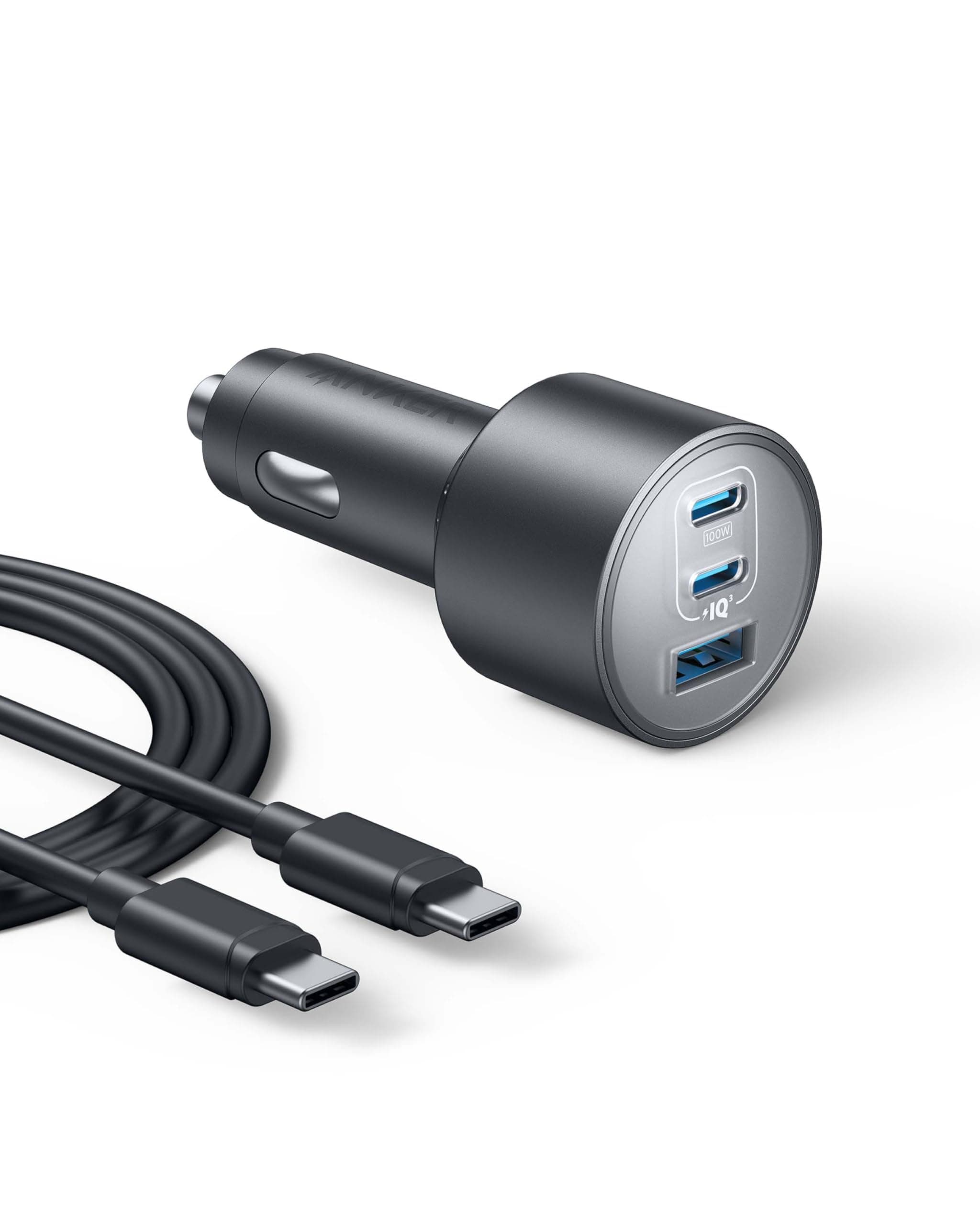 Anker 167,5W max. Zigarettenanzünder USB C, 3 Port kompaktes Typ-C Auto Ladegerät, Kfz-Ladegerät für MacBook Pro/Air, iPhone 17/16/15/14/13 Serie, Samsung S24 / S23, iPad Pro, AirPods und weitere