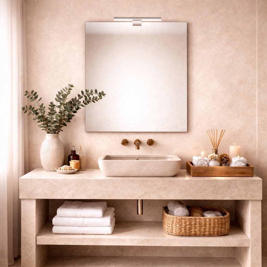 Baikal Espejo de Baño, varias formas y medidas disponibles. Opción Con y Sin LED. Estilos que se adaptan al baño o cualquier estancia del hogar. 70 x 80 cm Espejo con Aplique LED