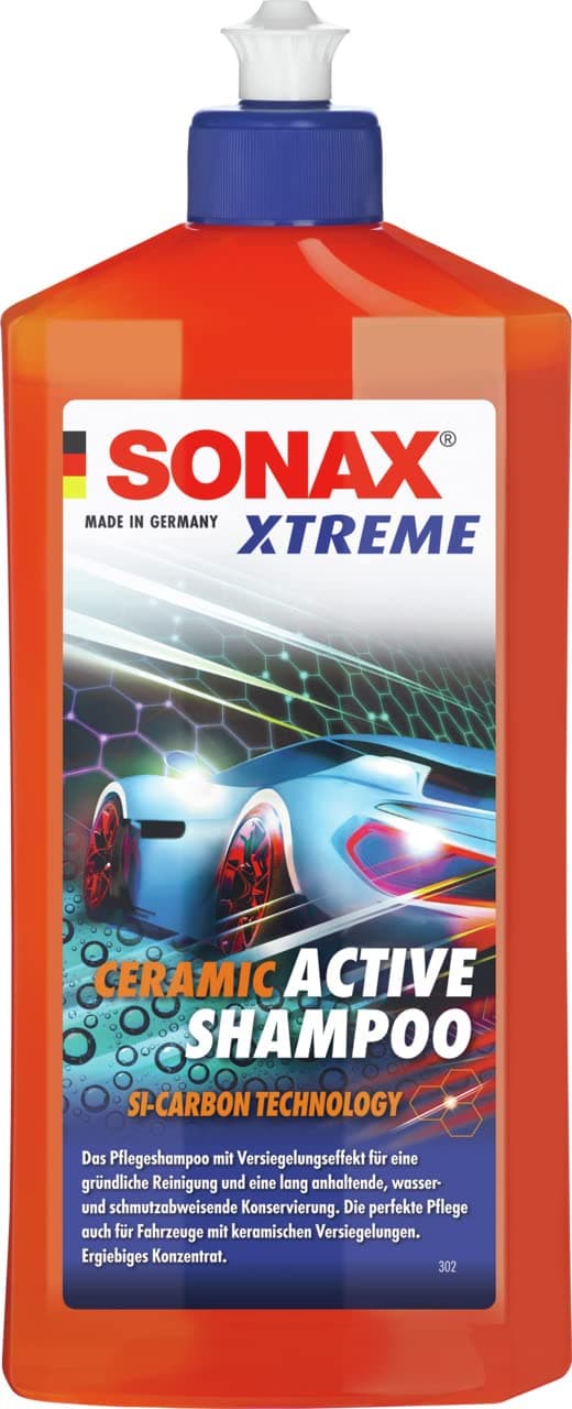 SONAX XTREME Ceramic ActiveShampoo (500 ml) Pflegeshampoo mit Versiegelungseffekt für eine lang anhaltende, wasser- und schmutzabweisende Konservierung | Art-Nr. 02592000