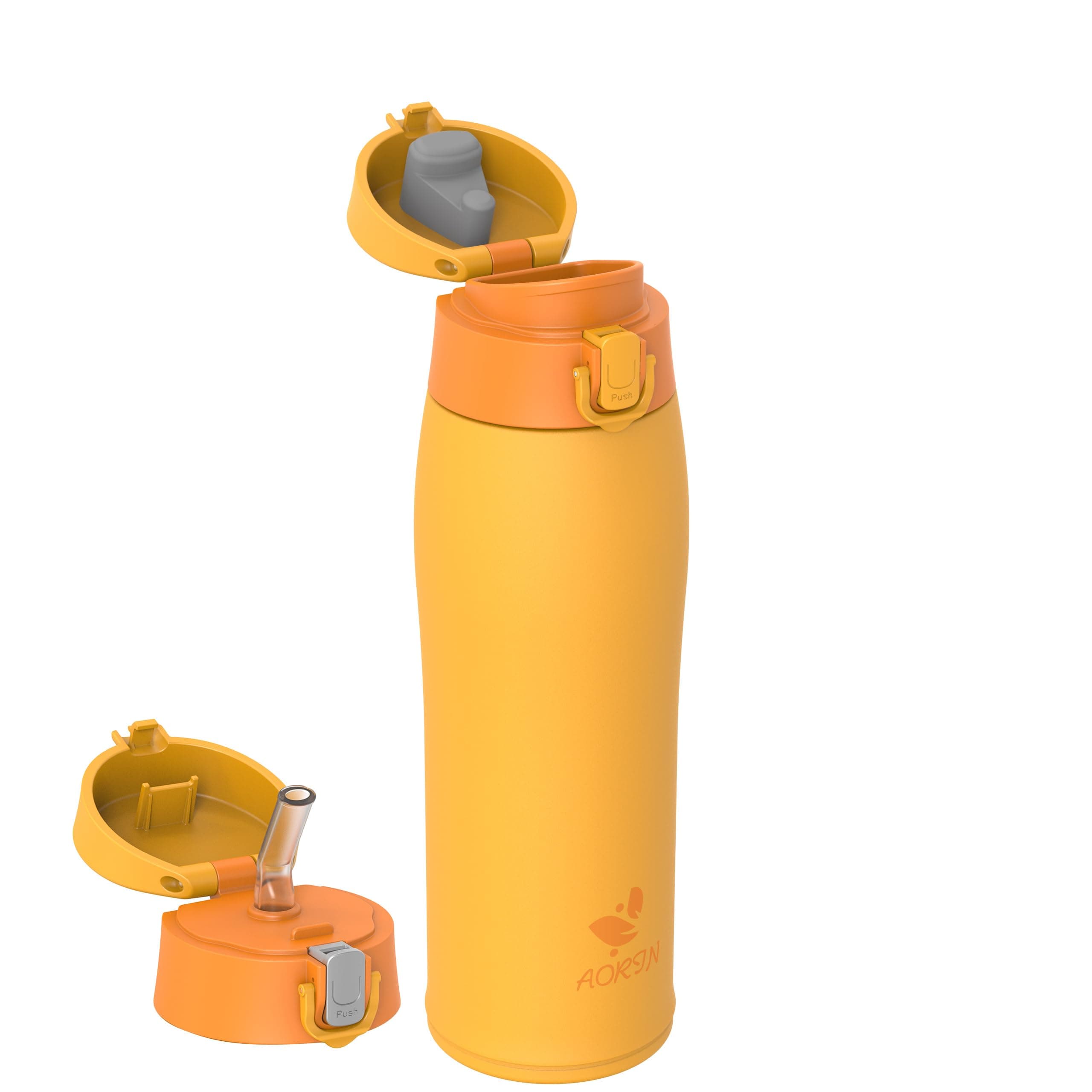 AORIN Borraccia Termica, Borraccia in Acciaio Inox 18/8, 750ml Borraccia Bambini, Bottiglia Termica Senza BPA e Perdite, Thermos per Sport, Outdoor e Pendolarismo con 2 Coperchi