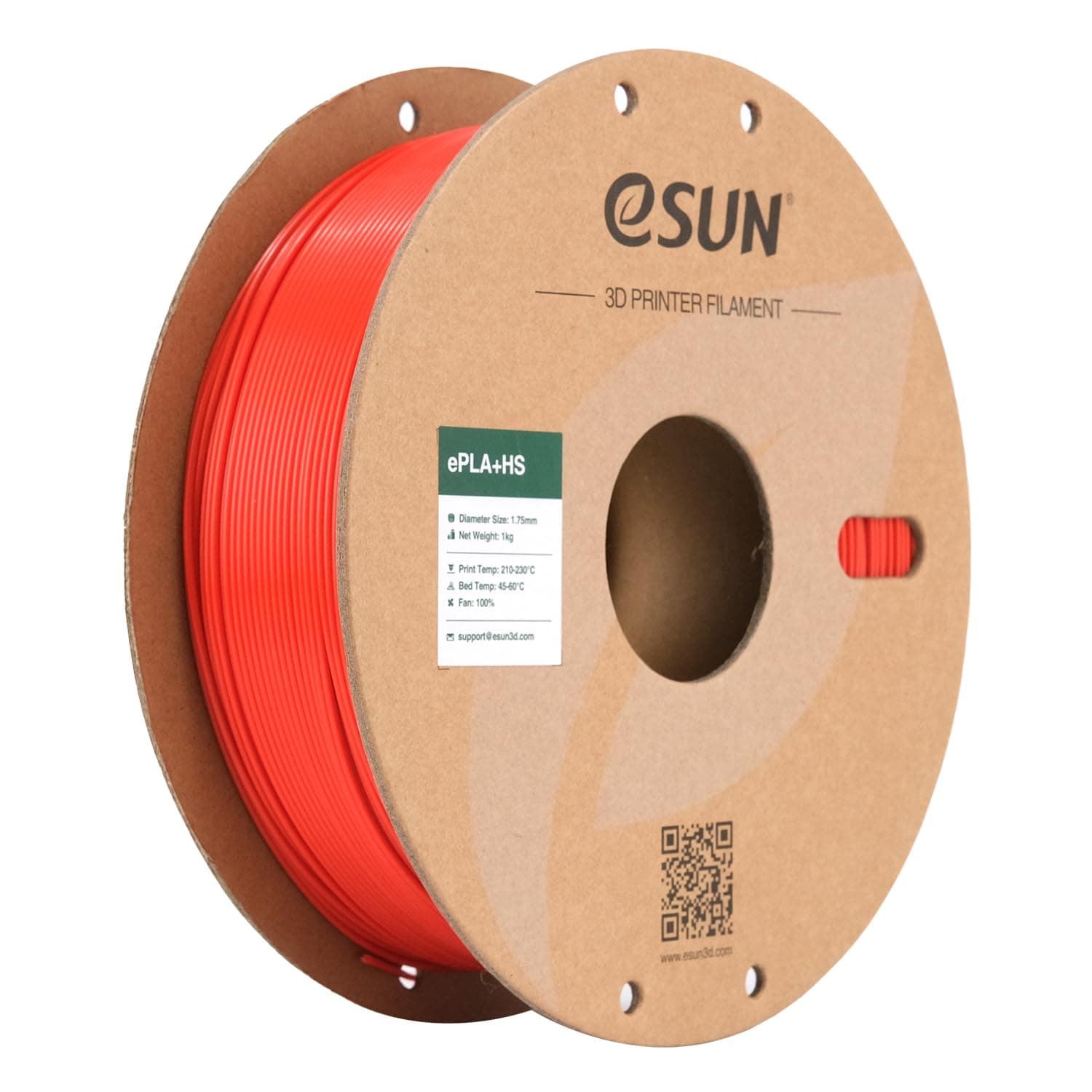 eSUN PLA+ Filamento 1.75mm, ePLA+HS Filamento para Impresora 3D de Alta Velocidad Precisión Dimensional +/- 0.03mm, Carrete de 1KG (2.2 LBS) para Impresoras de Alta Velocidad,Rojo