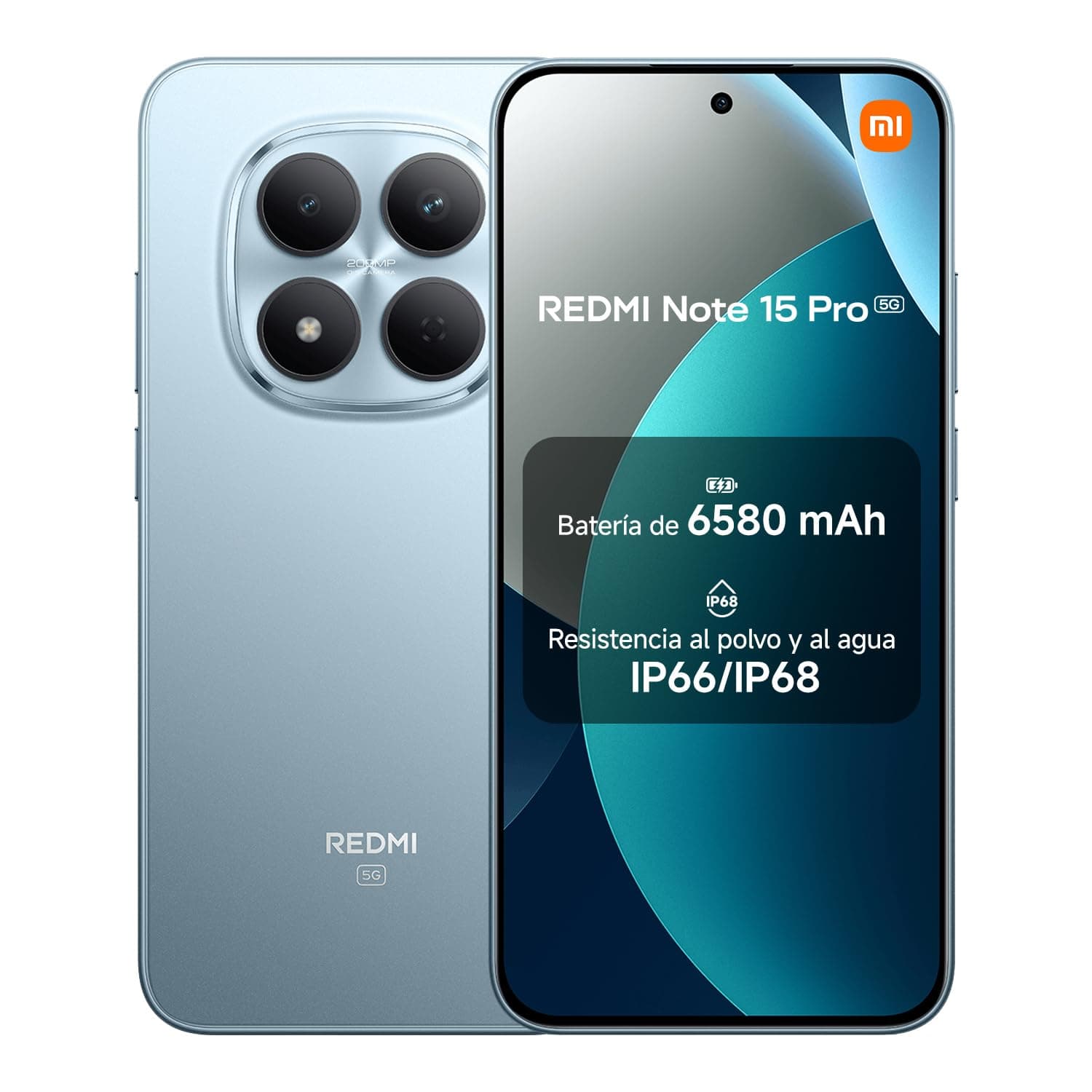 XIAOMI REDMI Note 15 Pro 5G - Smartphone de 12+512GB, Pantalla de 6,83" 1.5K AMOLED, MediaTek Dimensity 7400-Ultra, cámara de 200MP, 6580 mAh, Cargador no Incluido, Azul Glaciar (Versión ES)