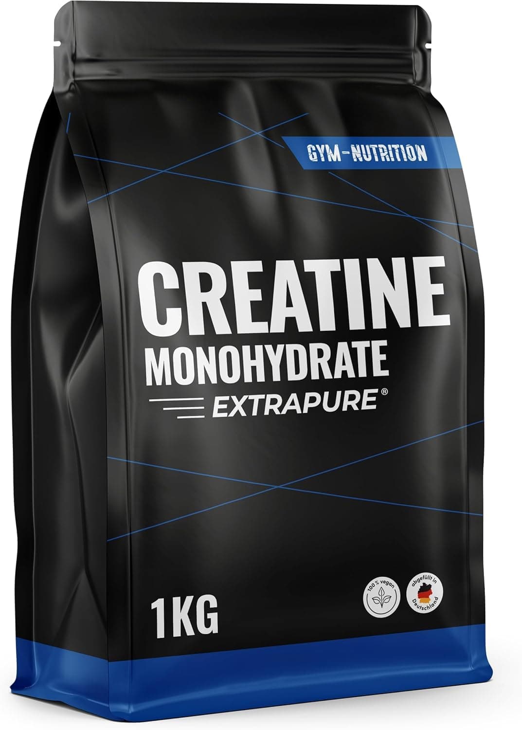 Creatine Monohydrate Poudre - 1 kg - Créatine Monohydrate avec Inuline - EXTRAPURE® - Vegan - Produit en Allemagne