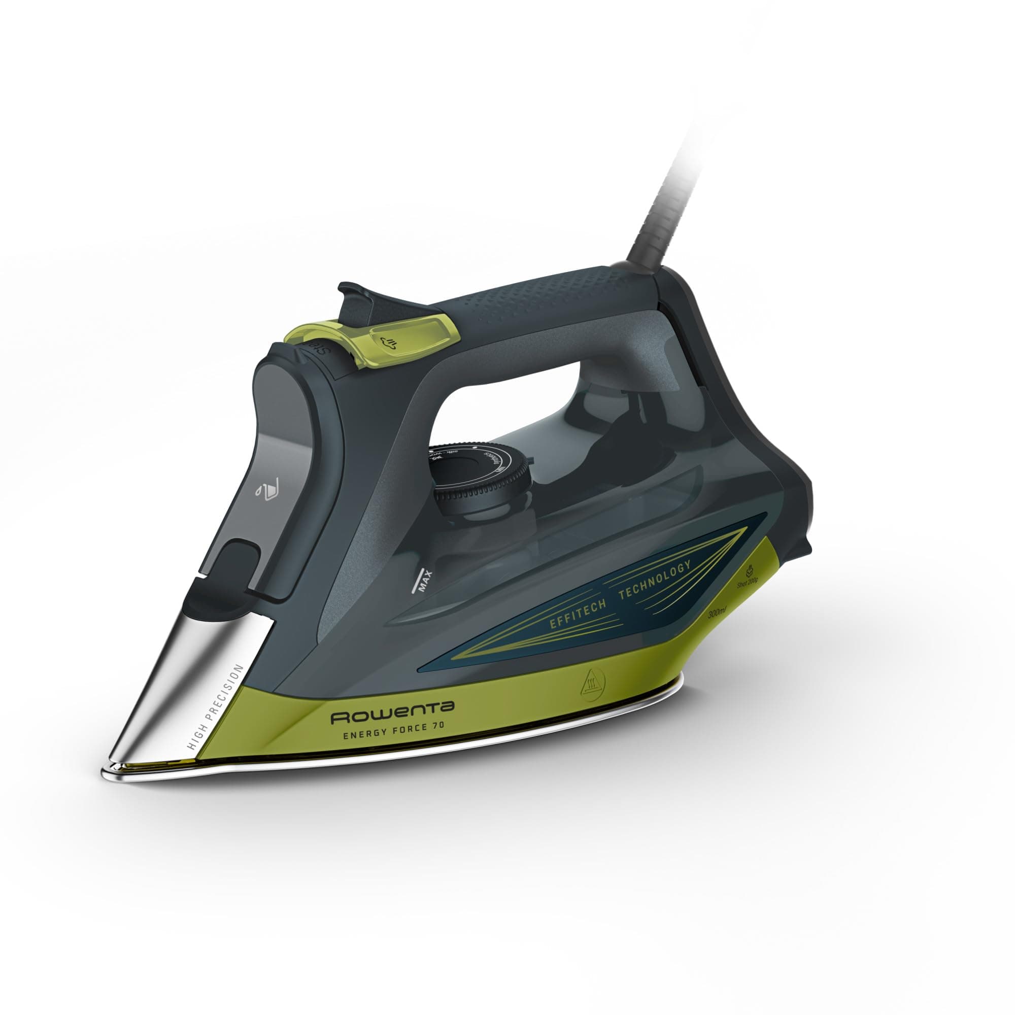 Rowenta Energy Force 70, Ferro a Vapore Potente, Getto di Vapore 200 g/min, Risparmio Energetico Fino al 50%, Stiratura Verticale, con Ampio Serbatoio e Punta di Precisione, DW7731