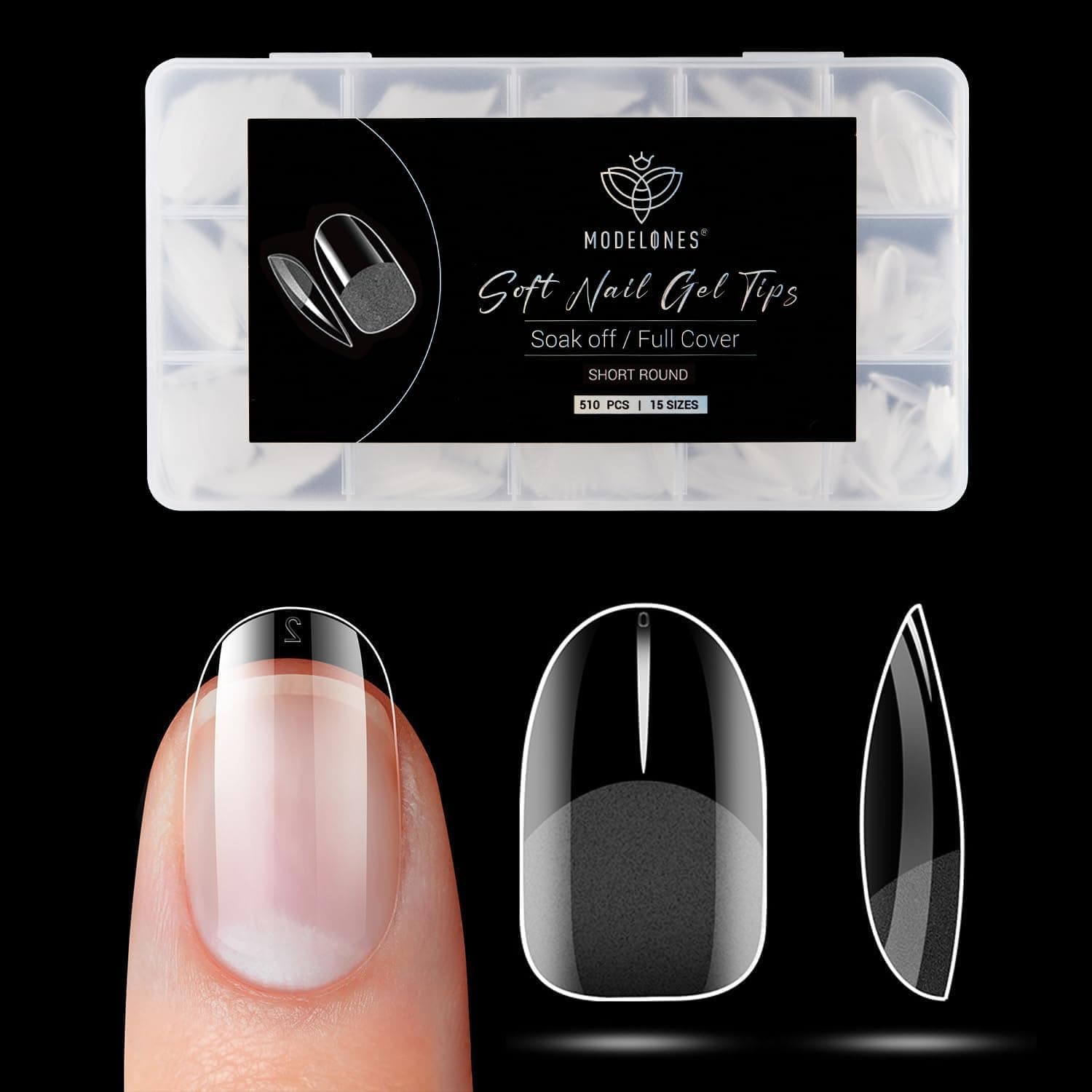 Modelones Nageltips 510 Stück- Full Cover Nail Tips Set,Gel Tips Set, Pre-Buff PMMA Harz Nagelspitzen, Künstliche Nägel Zum Aufkleben Nail Art DIY, Kurze Squoval