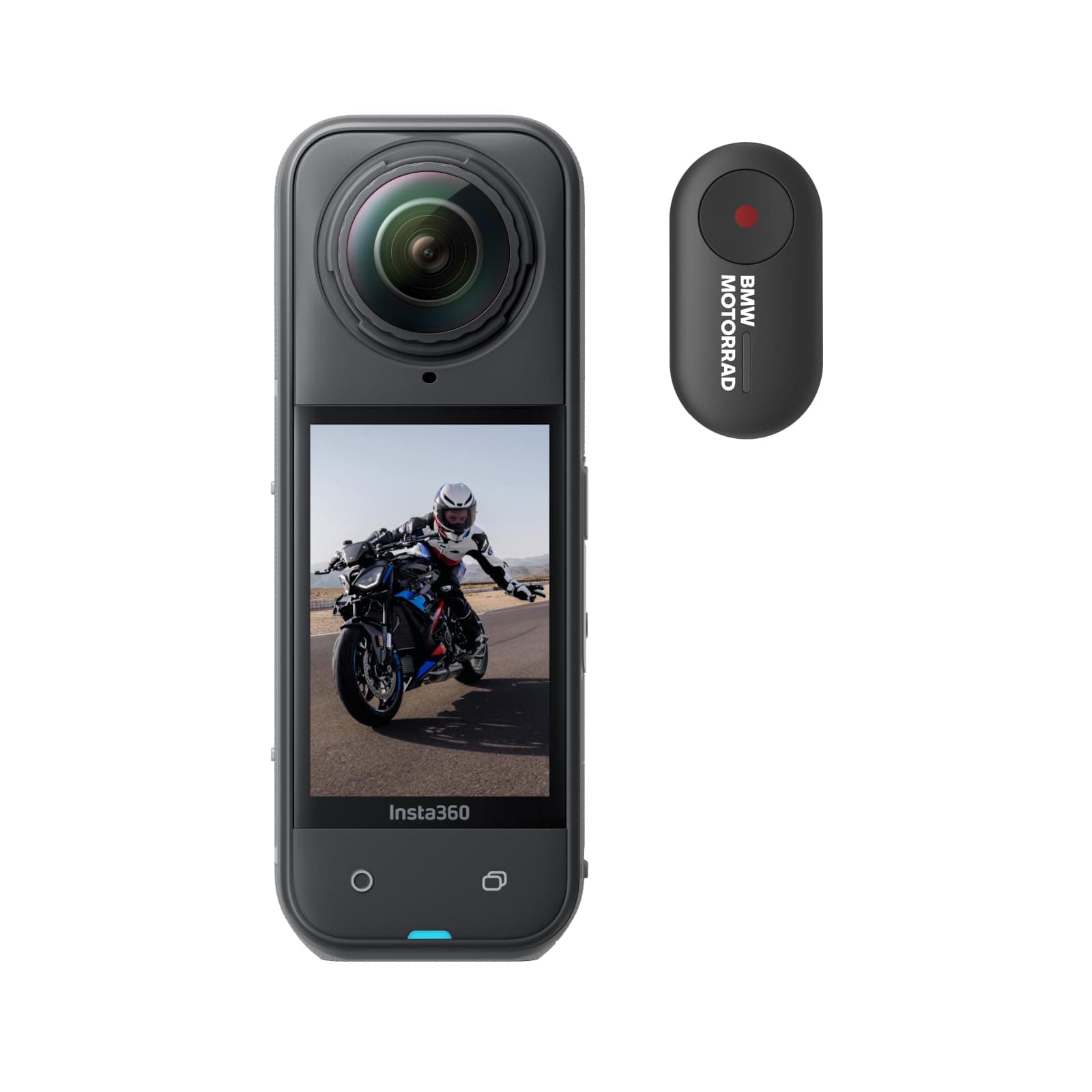 Insta360 X5 Edición BMW Motorrad - Cámara de acción Impermeable 8K 360, líder en luz Baja, Efecto Selfie Stick invisble, robustas Lentes reemplazables, 3h batería, antiviento Incorporado