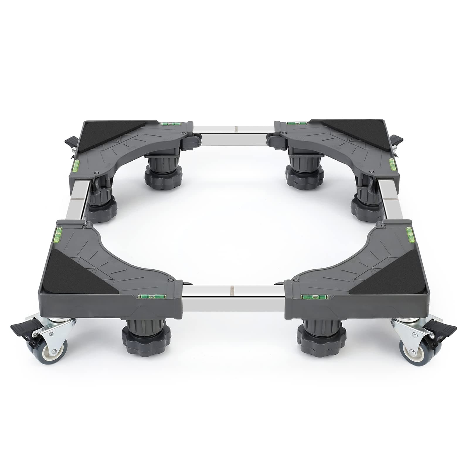 W B D WEIBIDA Carrello Lavatrice con 4 Ruote con Bloccaggio e 8 Piedini Imbottiti, Carico Pesante 300KG Base Lavatrice, Larghezza Regolabile 40-62cm, Altezza 11-12.5 cm Mobile Lavatrice Asciugatrice