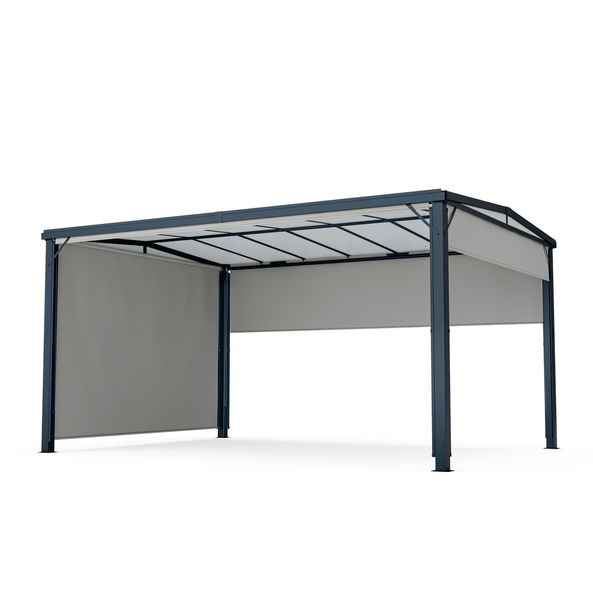 blumfeldt Pergola 3x4 m, Aluminium Pergola avec Toit en Polycarbonate & Stores Rétractables, Structure Robuste, Protection Contre Pluie & Soleil, Montage Facile