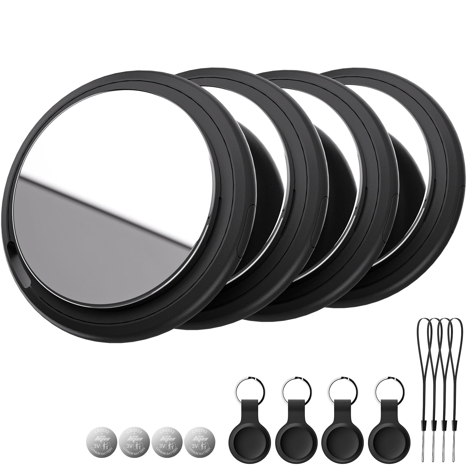 Bnlei Localizzatore Smart Air Tracker Tag Compatibile Apple Dov'è (solo iOS) Batteria di Ricambio Inclusam, Adatto per Chiavi, Portafoglio, Auto, Bici, Cane, Gatto (Nero, Confezione da 4)