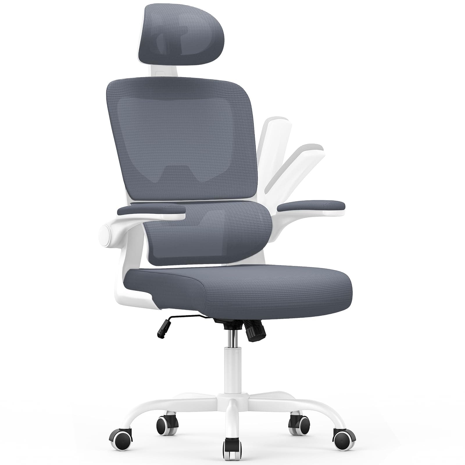 naspaluro Silla Oficina,Silla Escritorio Ergonómica con Soporte Lumbar Dinámico, Reposabrazos Abatibles, Silla Escritorio con Ajuste de Altura, función de balanceo de 120°, Gris Azulado