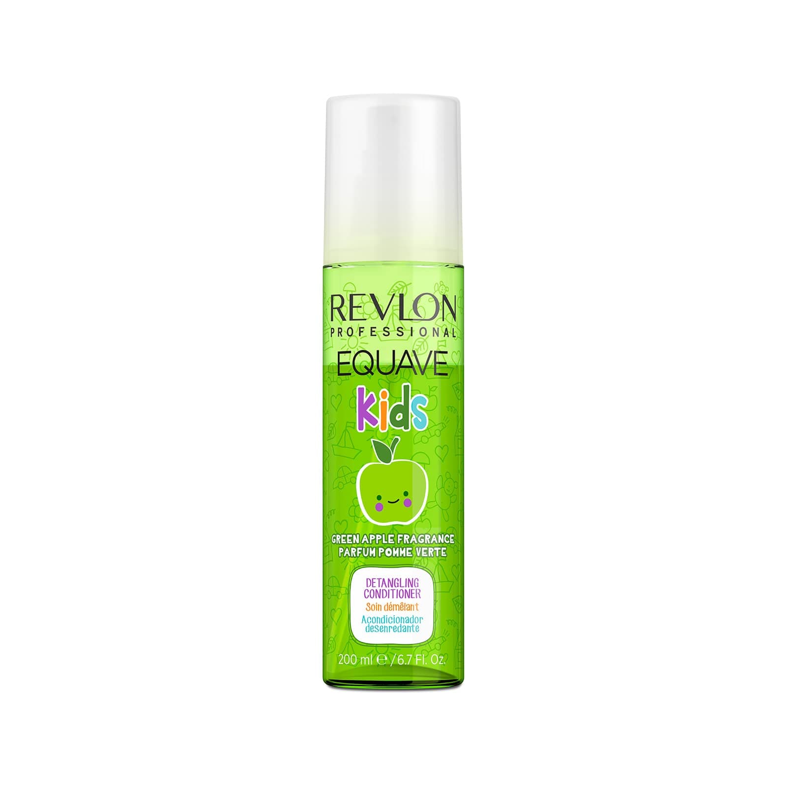 REVLON PROFESSIONAL EQUAVE Kids Apple Detangling Conditioner, 200 ml, entwirrender Leave in Sprühconditioner für Kinder, 2-Phasen Haarpflege für glänzende, seidige Haare