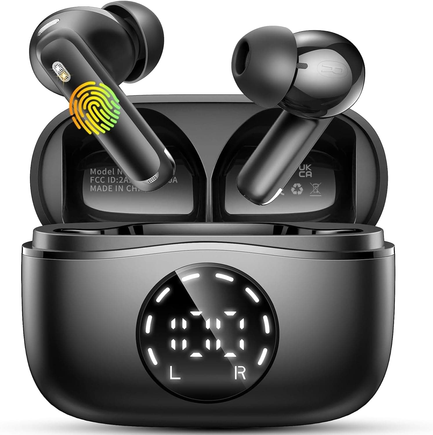 2026 Nuovo Cuffie Bluetooth 5.4, Auricolari Bluetooth Stereo HiFi, 48 Ore Cuffiette In Ear con 4 ENC Cancellazione Rumore Mics, IP7 Impermeabili Cuffie Senza Fili, Cuffiette Touch Control, LED Display