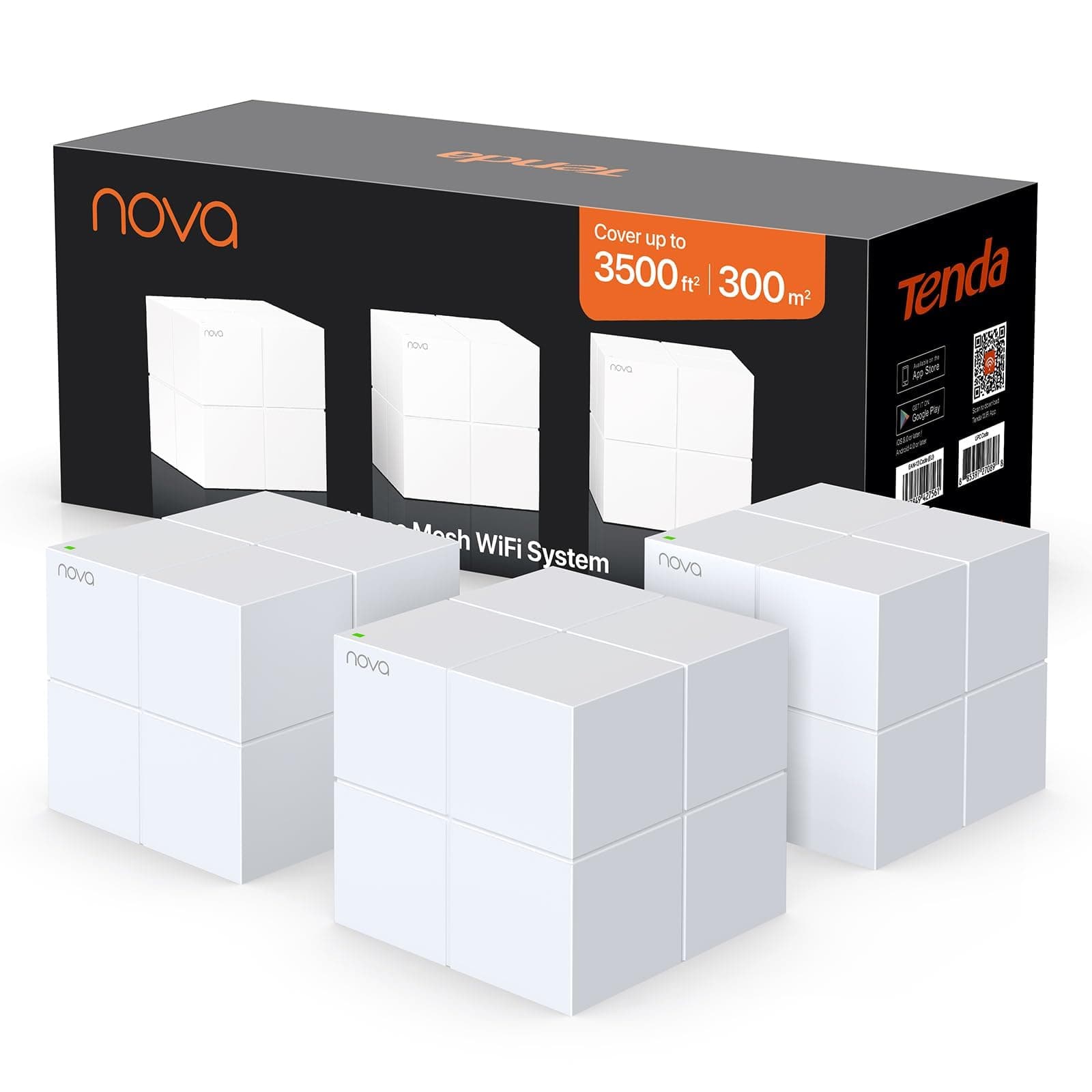 Tenda Nova MW6 Mesh Router Sistema WiFi de Red en Malla (Dual Band hasta 500 metros, Mu-MIMO, 2 Puertos Gigabit, Plug and Play, Funciona con Alexa, sustituye tu Repetidor de Red Tradicional) Pack 3
