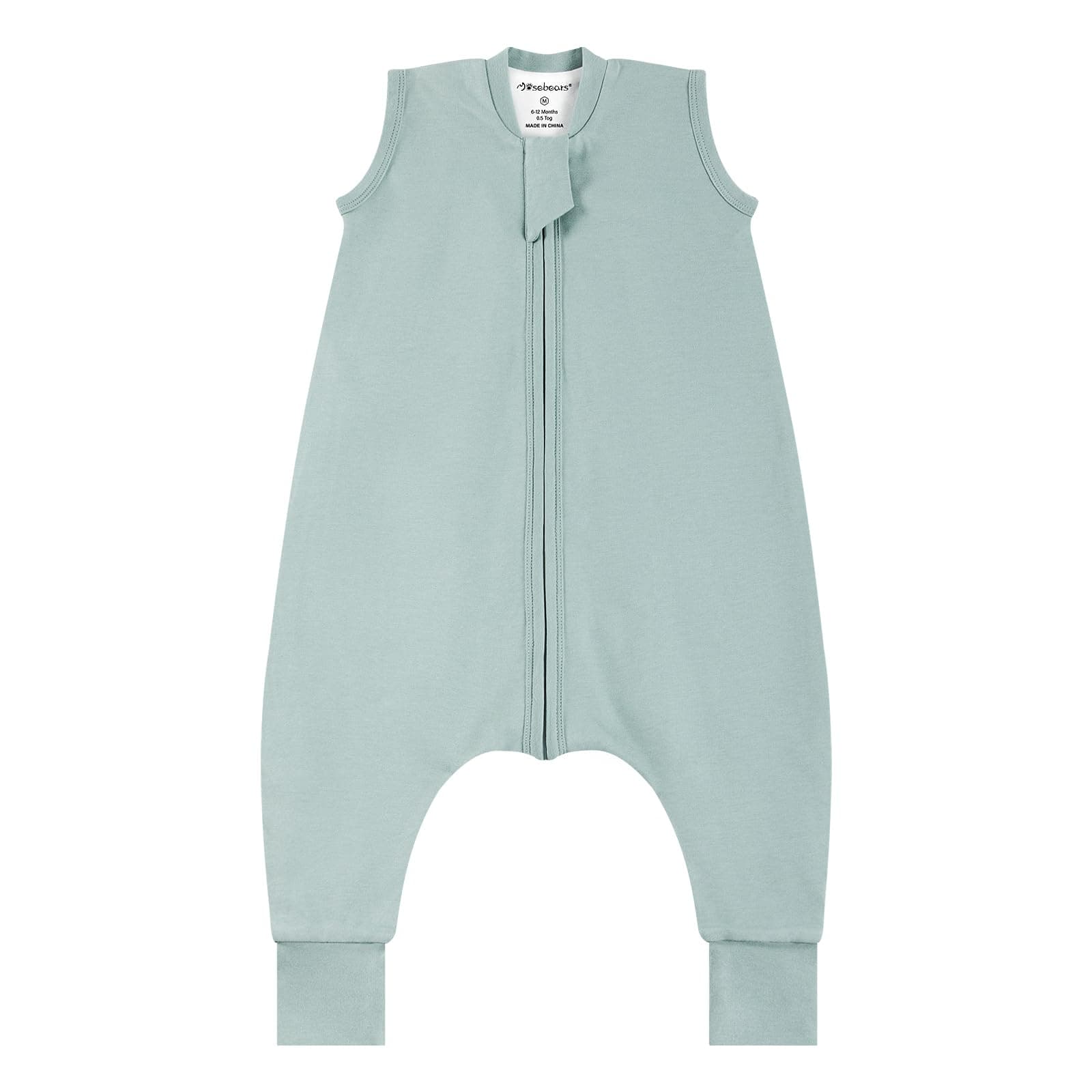 Mosebears Sacco Nanna 1 Tog per Bambini - Leggermente Imbottito Cotone Traspirante,primaverile e autunno(Calm Sage,95cm(3-4 anni))