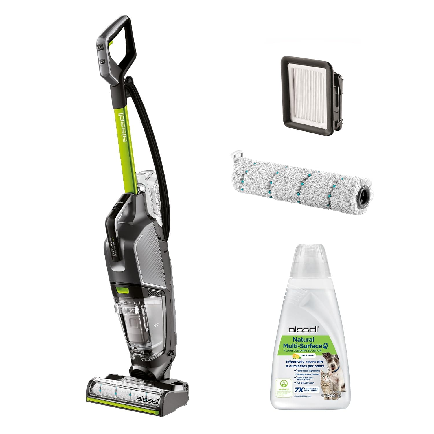 BISSELL CrossWave HydroSteam PET, Aspirateur Balai Laveur à Câble, Aspire, Lave & Sèche, Nettoyeur Vapeur Puissant, Idéal pour Ménages avec Animaux Domestiques, Nettoyeur a Eau Multi-surfaces, 3517N