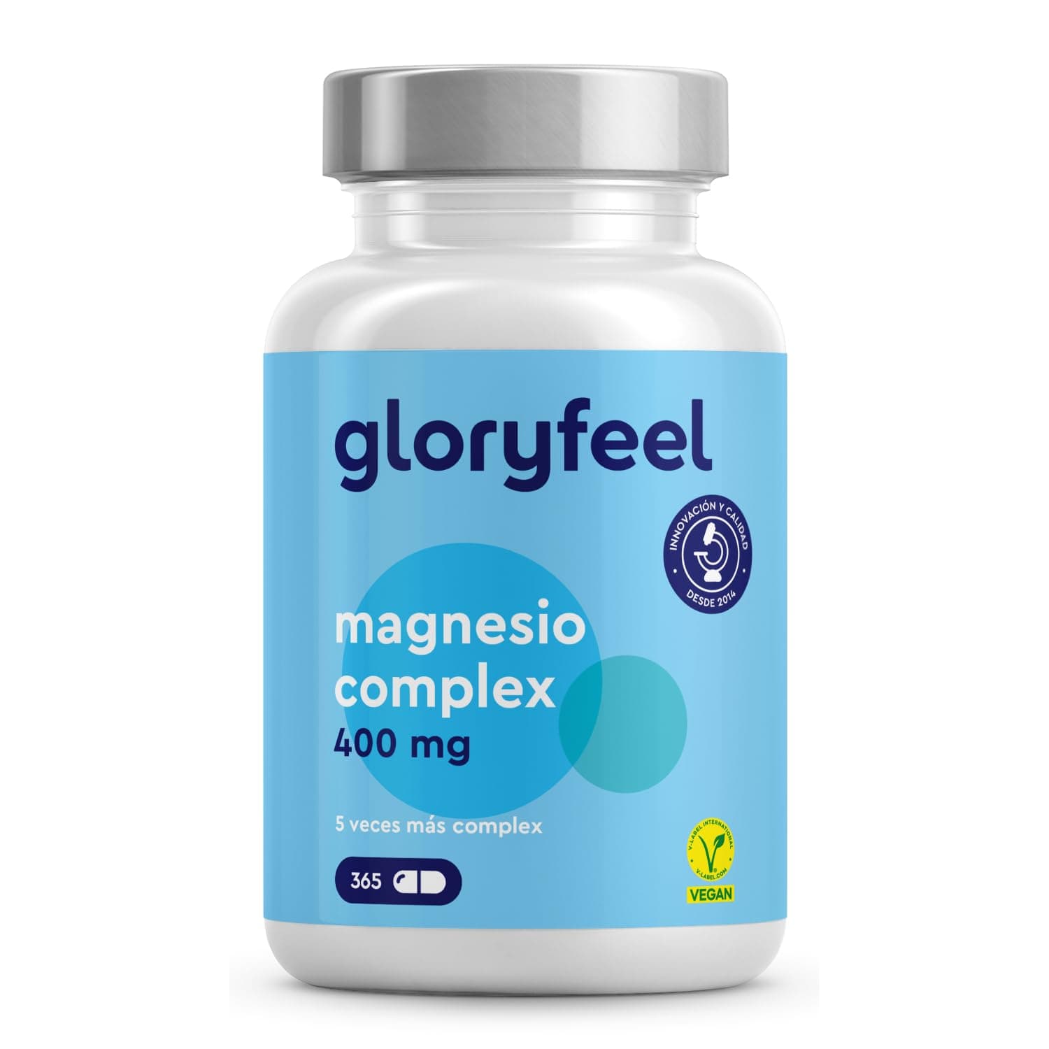 Complejo de Magnesio 400mg - 365 Cápsulas - Premium 5-en-1: Bisglicinato, Citrato, Óxido, Malato y Ascorbato - Magnesio Elemental, bioactivo - Alta Dosis - Comprobado en laboratorio y sin Aditivos