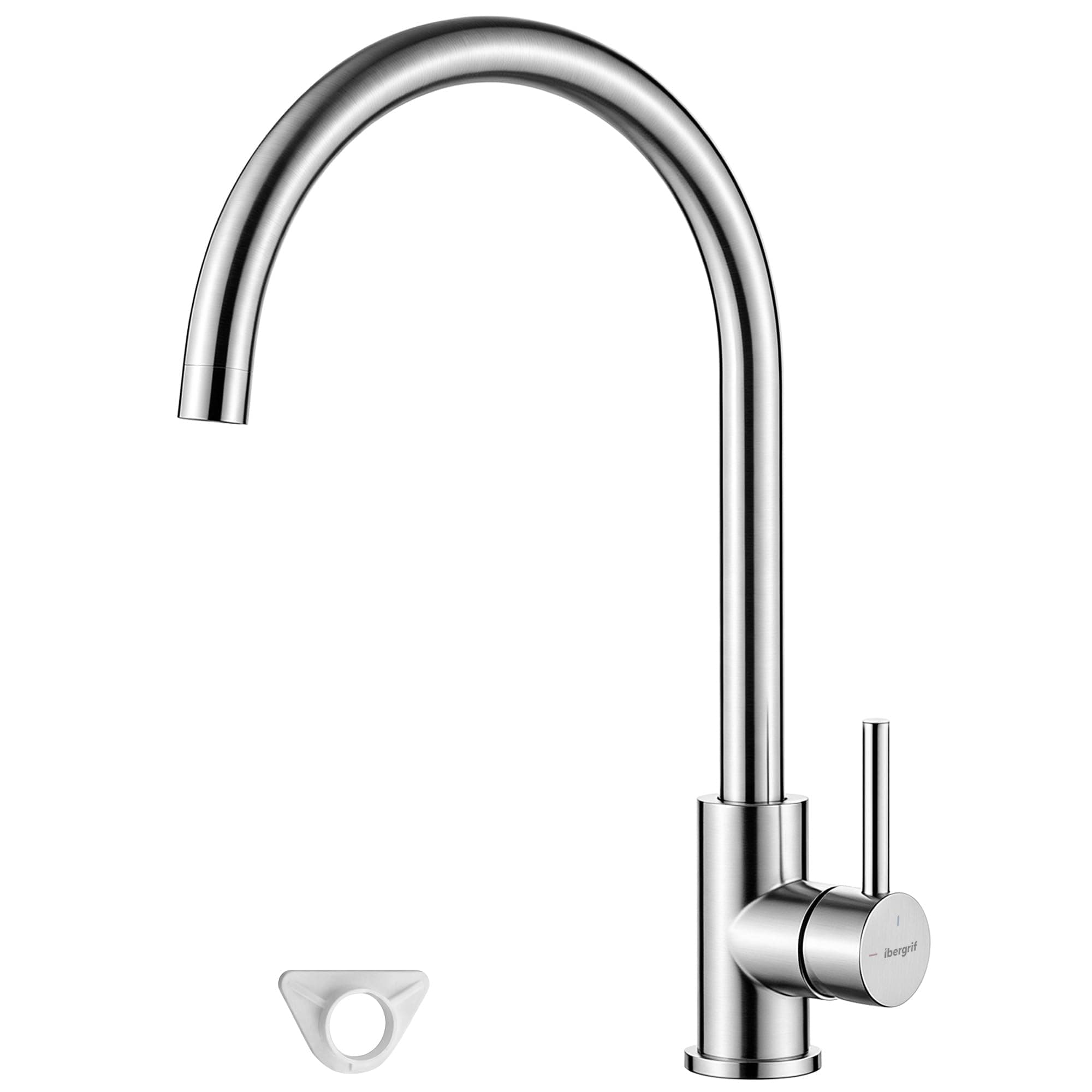 GRIFEMA G4008 Mitigeur Cuisine, Robinet Cuisine Bec Haut Chromé 360° | Acier Inoxydable, Monocommande, Débit Élevé, Économie d'Eau, Flexibles G3/8 Inclus, Cold Start