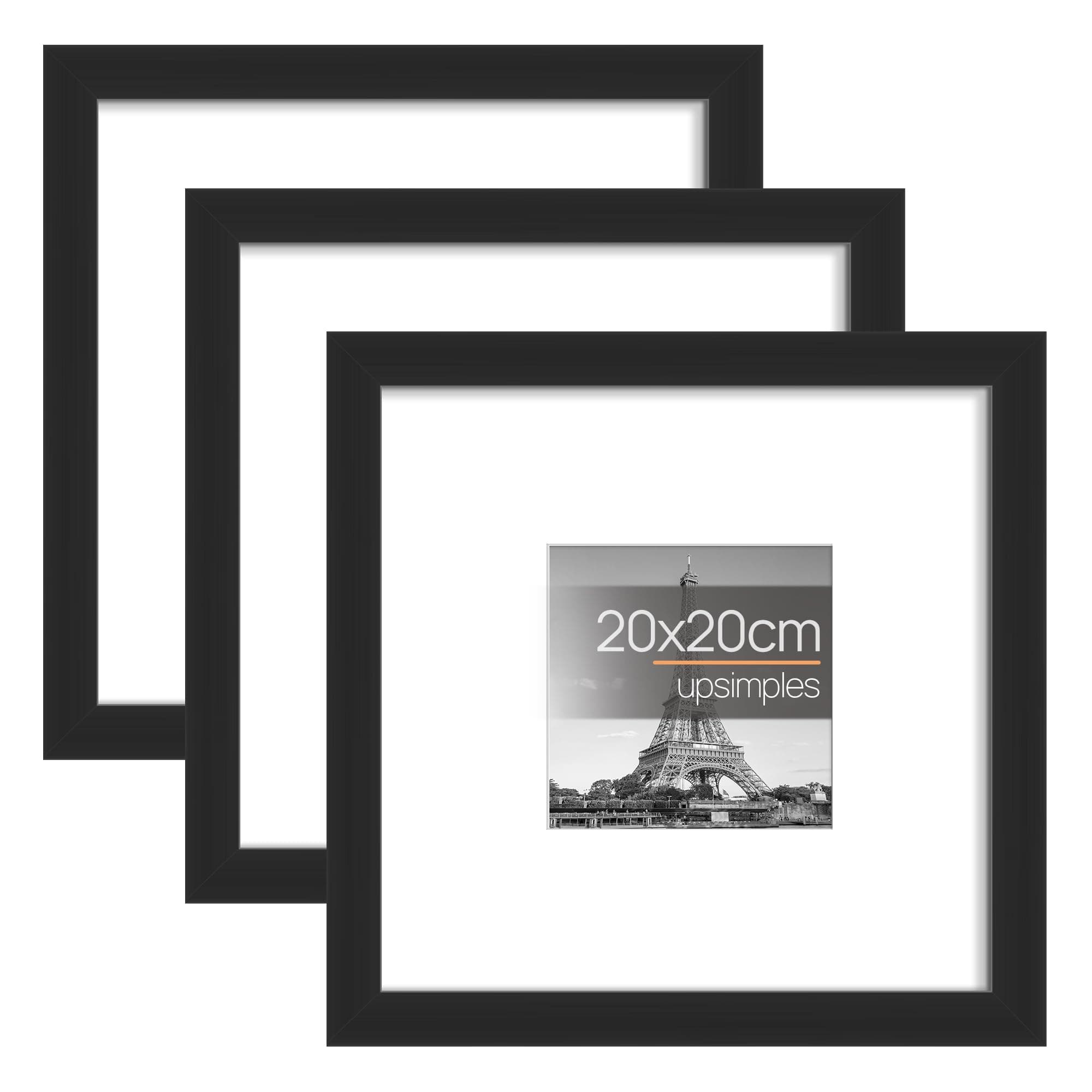 upsimples Paquete de 3 marcos de fotos 20 x 20 cm, marco negro para fotos, imágenes y pósteres