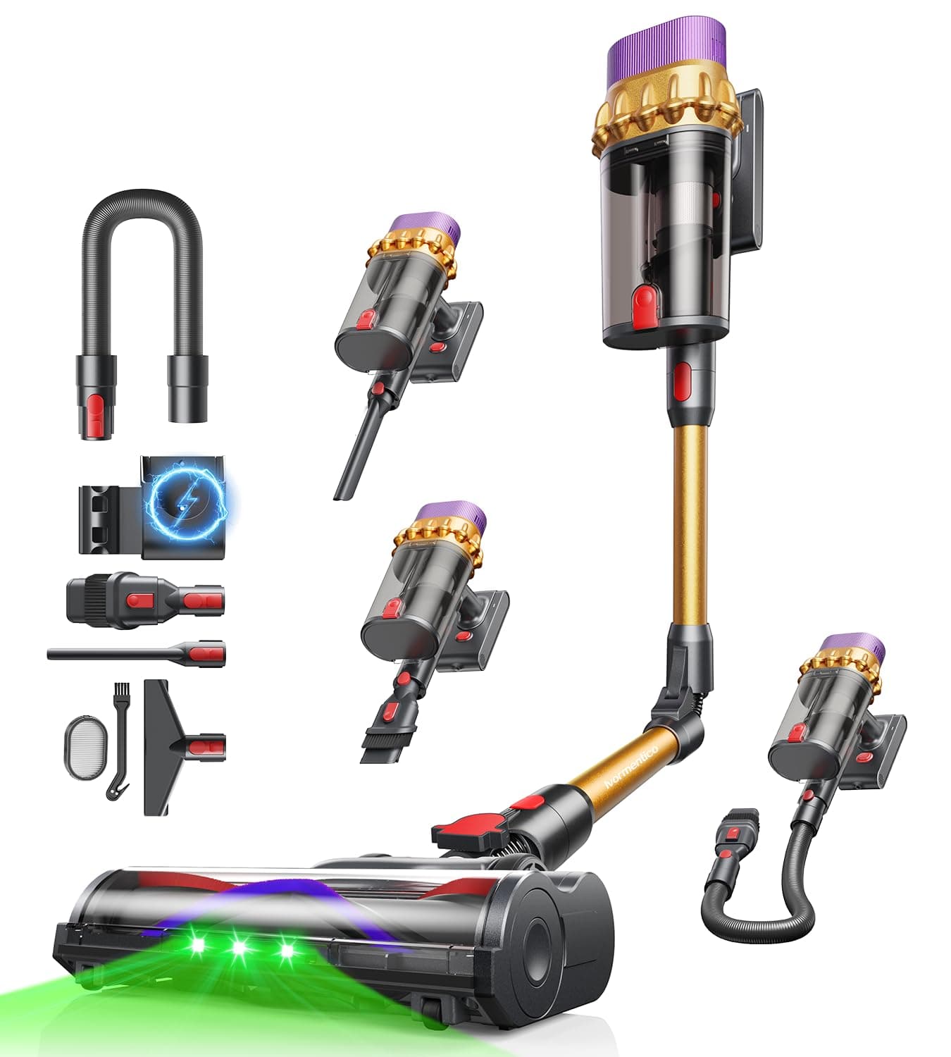 Ivormentico C10 EVO Aspiradora sin Cable, 68Kpa/600W/70Mins Aspiradoras Escoba con Modo Automático, Diserio autoportante, Depósito Doble de 1.8L, Cepillo Antienredos, Limpia Bajo Muebles sin Agacharte