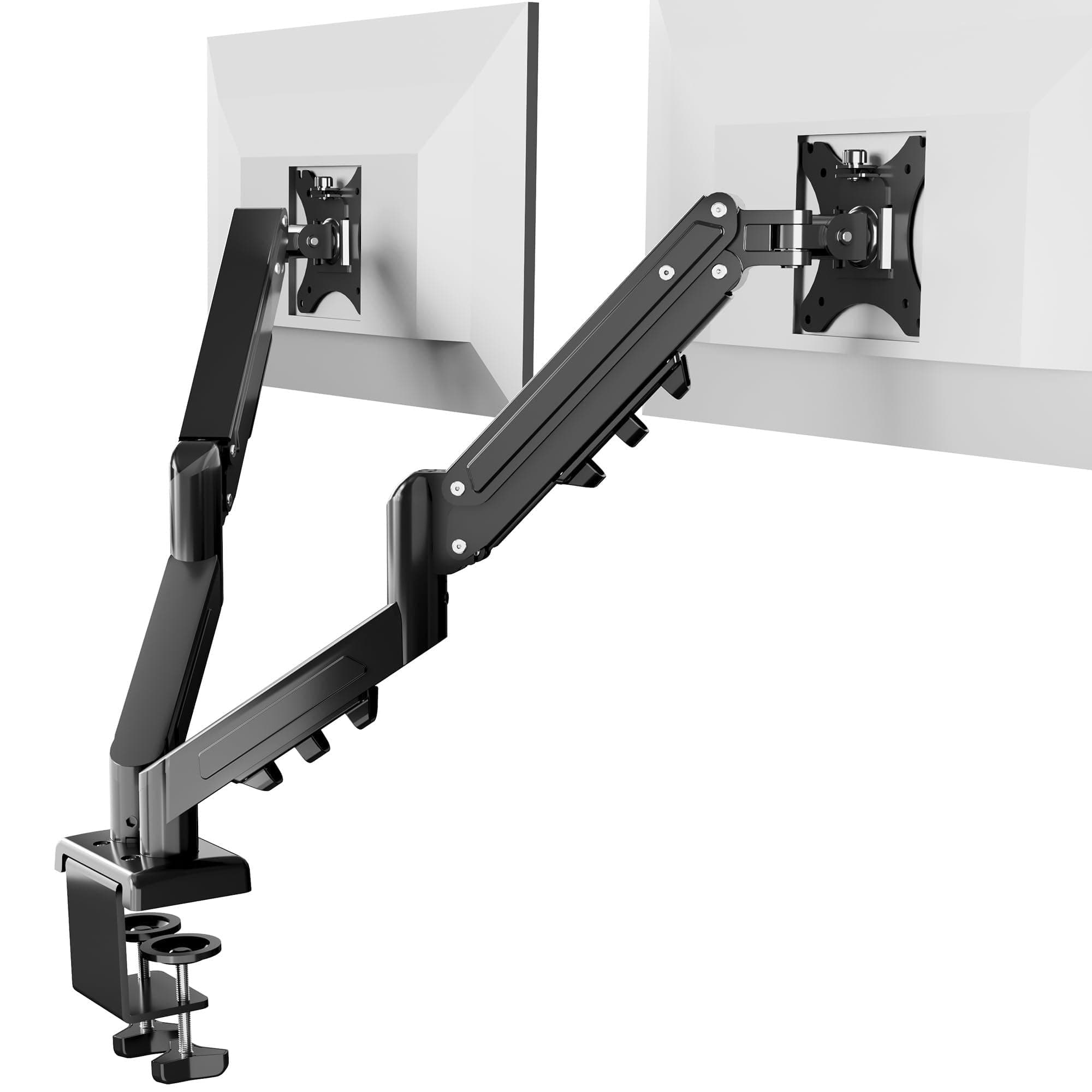 FLEXISPOT Dual Monitorhalterung 17–32 Zoll, Gasdruckfeder Monitorarm für 2 Monitore, unabhängig höhenverstellbar, VESA 75x75/100x100, Tischklemme oder Durchführungsbohrung