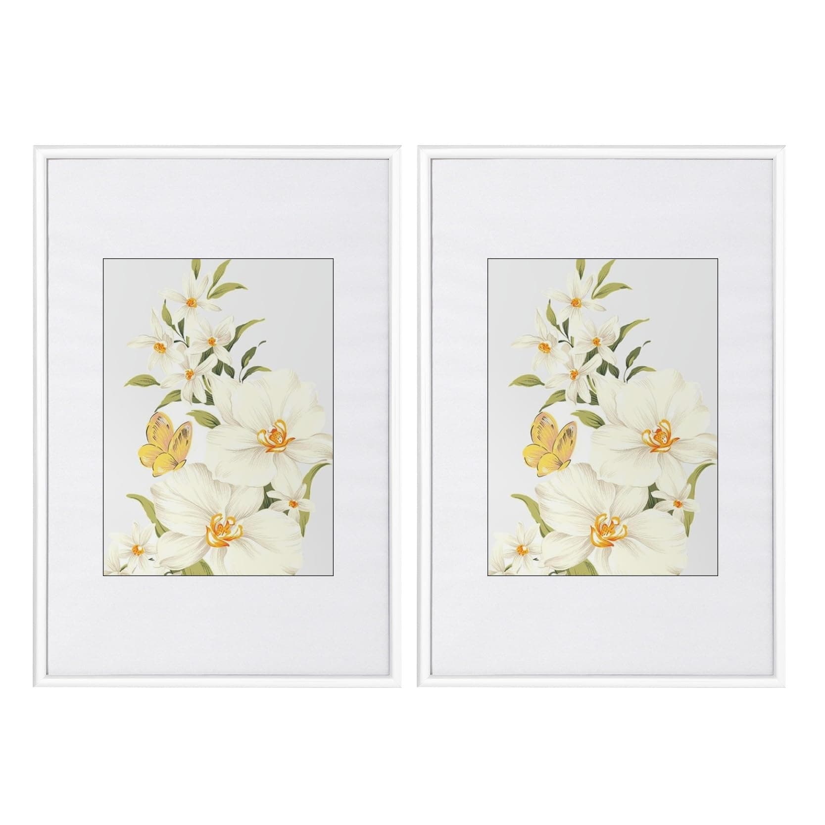 WOLTU Bilderrahmen 18x24 cm, 2er Set, Weiß Collage Wanddeko, Fotorahmen mit Passepartout, Posterrahmen aus Kunststoff zum vertikalen oder horizontalen Aufhängen/Aufstellen