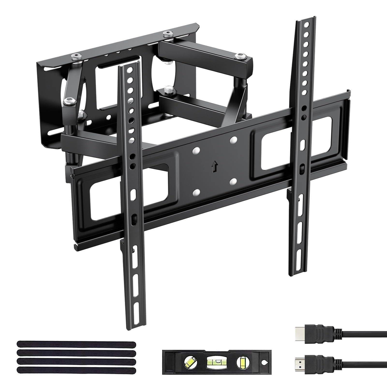 GRIFEMA GB1004-1 Supporto TV Parete per 26-65 Pollici con Doppio Braccio, Staffa TV Girevole Inclinabile Estensibile, Fino a 55 kg, Max VESA 400x400mm, Più Stabile, Facile da Montare con Livella