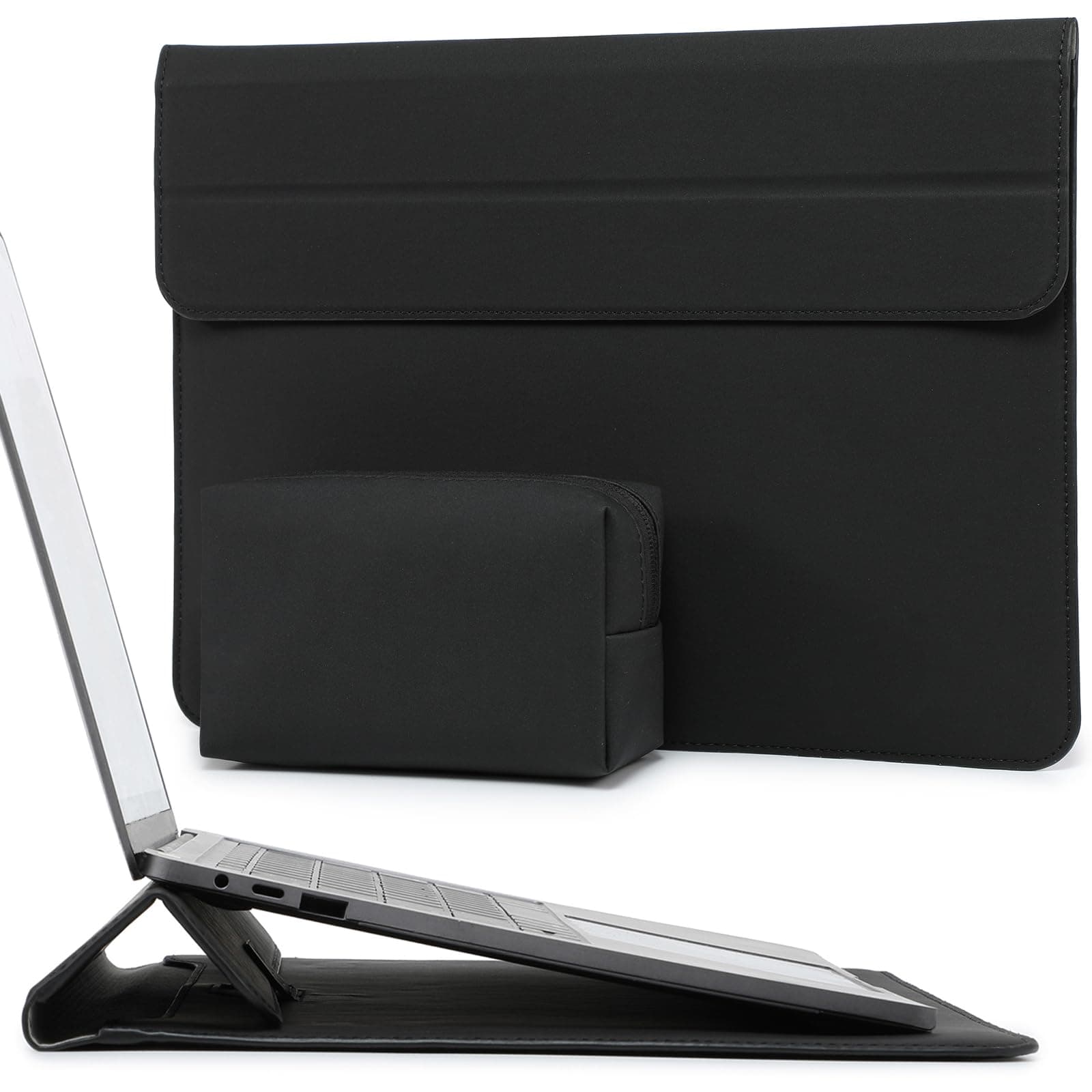 HYZUO 15-16 Pollici Custodie per PC Portatile Borsa con Funzione Stand per MacBook Pro 16 M5/M4/M3/M2/M1 2026-2019, XPS 15, MacBook Pro 15 2015-2012, Samsung Galaxy Book Flex 15, Nero