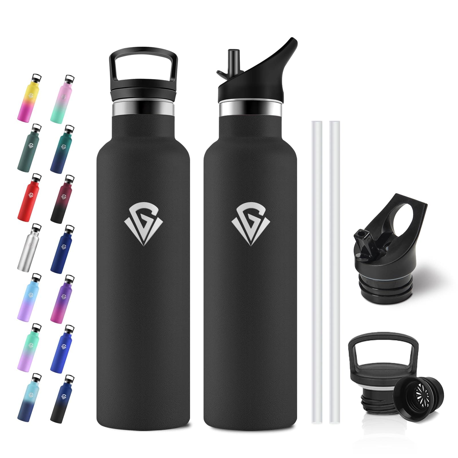 JAPORIA Borraccia Termica 750ml, Borraccia con Cannuccia, senza BPA, Termos a Doppia Parete, Borracce per Uffici, Palestra, Viaggio, Campeggio, Gym