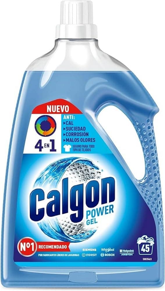 Calgon Gel 4 en 1 - Antical para la lavadora, Anticorrosión, Elimina Olores y Suciedad, en formato gel, 45 dosis, 2,25L | Anticorrosión, Elimina Olores, Elimina Suciedad, Formato Gel