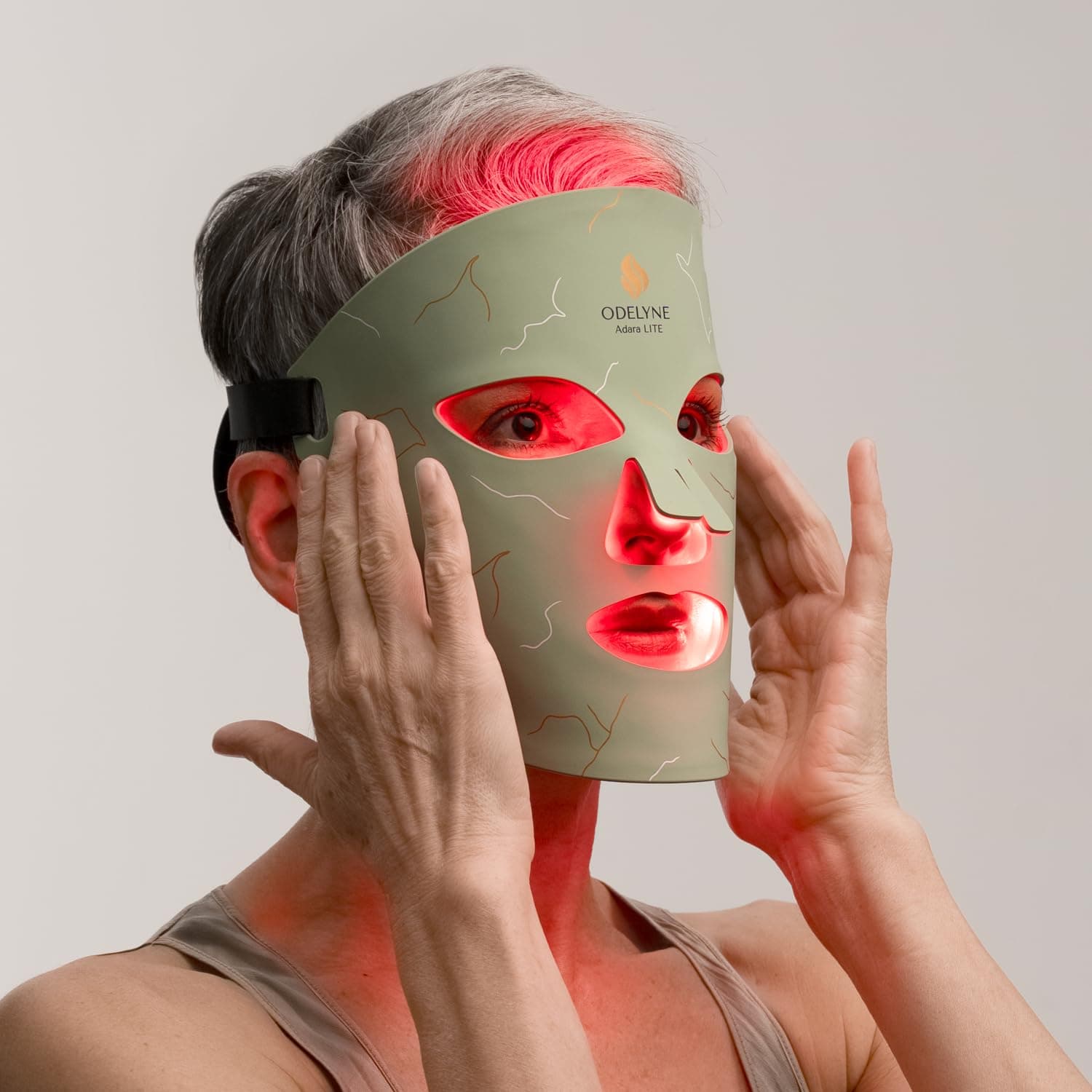 ODELYNE® Adara Lite – Máscara facial LED de fototerapia, máscara de fototerapia con puro infrarrojo 1072nm y luz roja, terapia de luz roja para antiarrugas y cuidado de la piel, dirigida a líneas