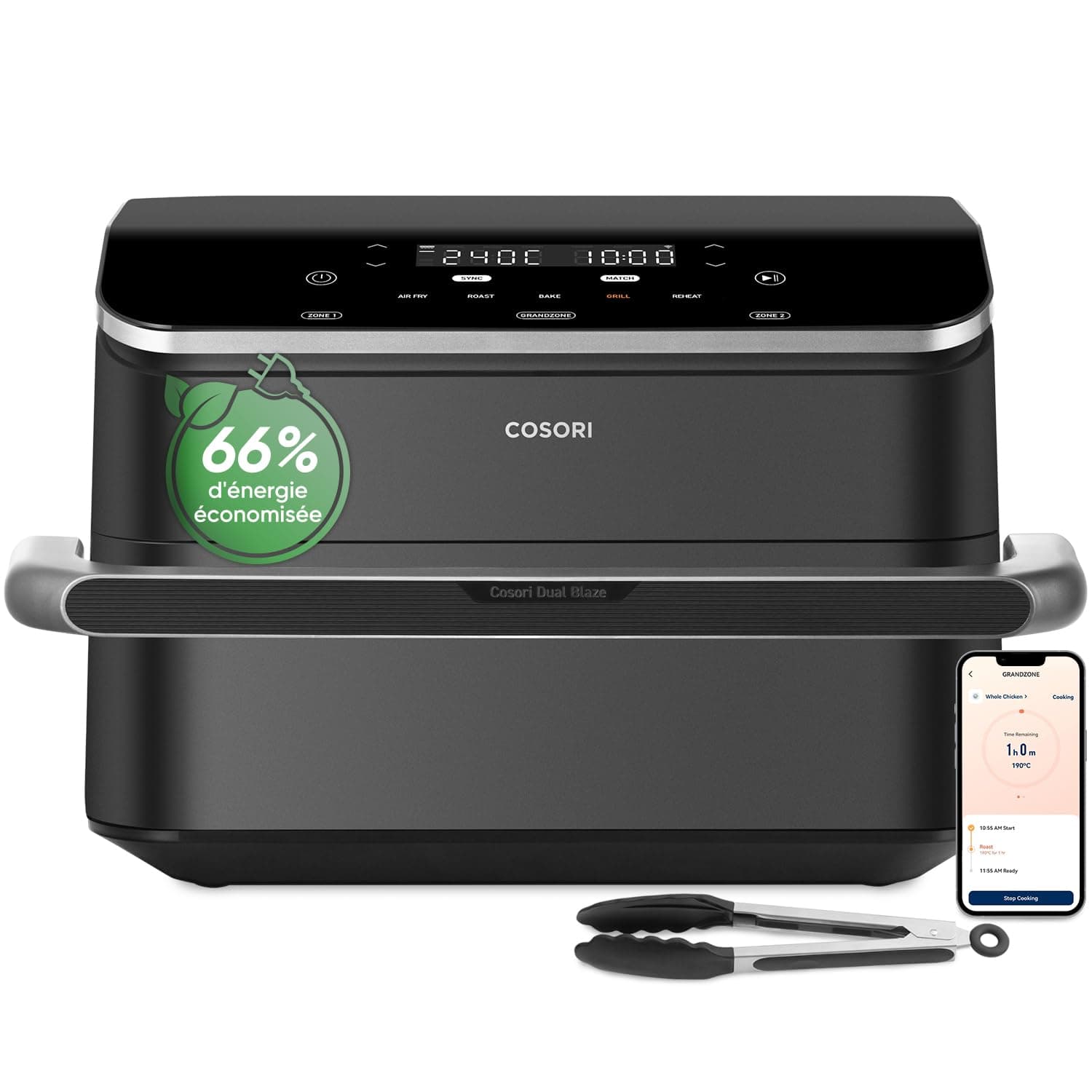 COSORI Air Fryer 10L Twinfry, Friteuse sans Huile Double Résistance, Airfryer à Dual Zone Avec Séparateur Amovible, 5-en-1, Grande Capacité, Cuisson optimale, 40℃-240℃, 70 Recettes en ligne