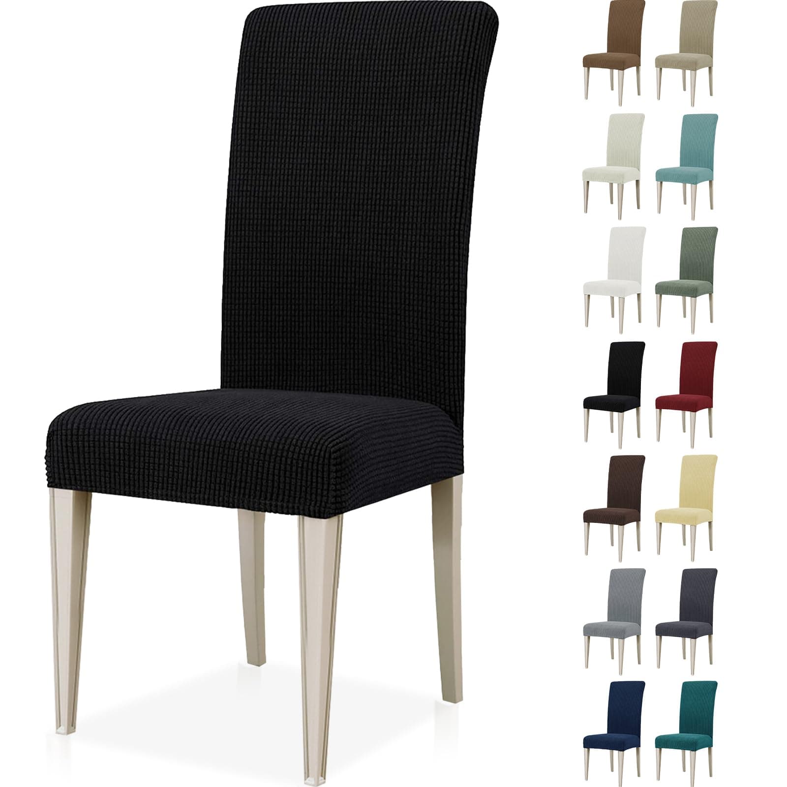 Ystyle Fundas Sillas De Comedor Pack 6, Fundas para Sillas Ajustables, Funda para Sillas Elástica, Cubre Funda Protectora Sillas Lavables para Banquetes Hogar Restaurante Hotel, Negro