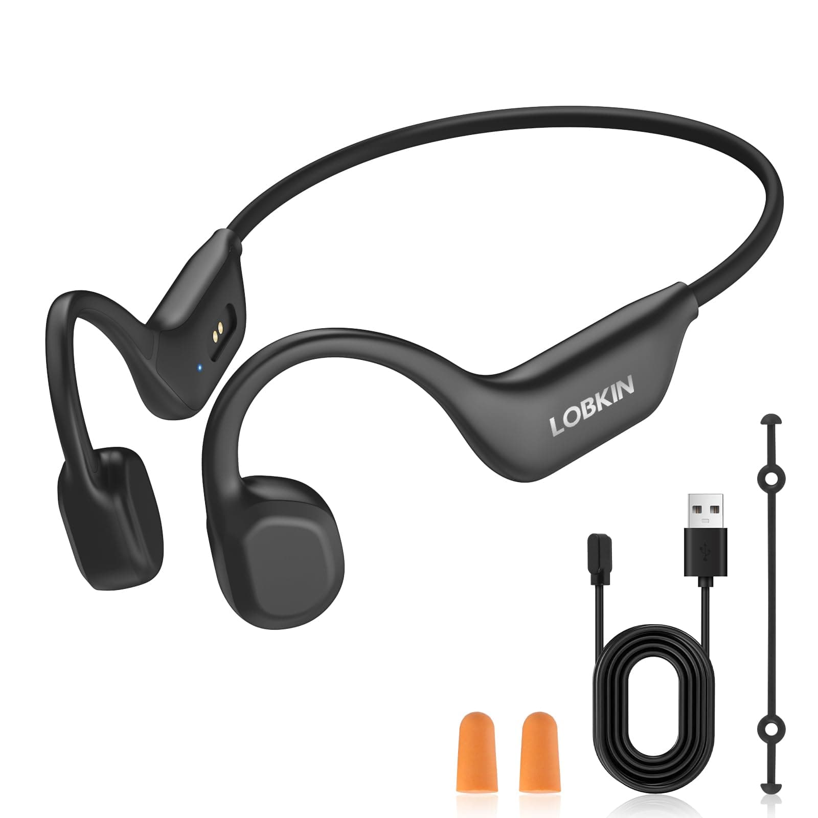 LOBKIN Écouteurs à Conduction Osseuse, IPX6 Étanche Casque Conduction Osseuse Oreille Ouverte Bluetooth 6.0 avec Mic, Casque Osseux sans Fil pour Course à Pied, Cyclisme et Fitness