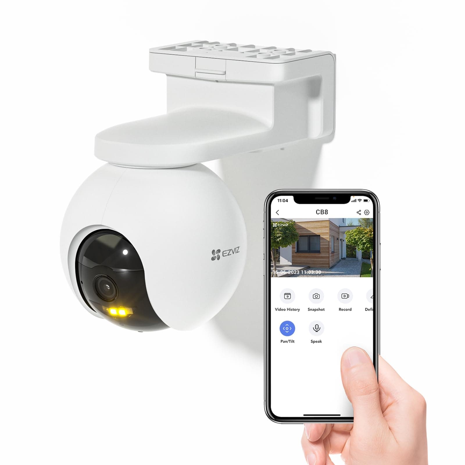 EZVIZ CB8 2K Telecamera WiFi da Esterno 3MP Motorizzata, Telecamera WiFi di Sorveglianza, Videocamera Esterna Pan&Tilt con Copertura Visiva a 360° 210 giorni da 10400 mAh