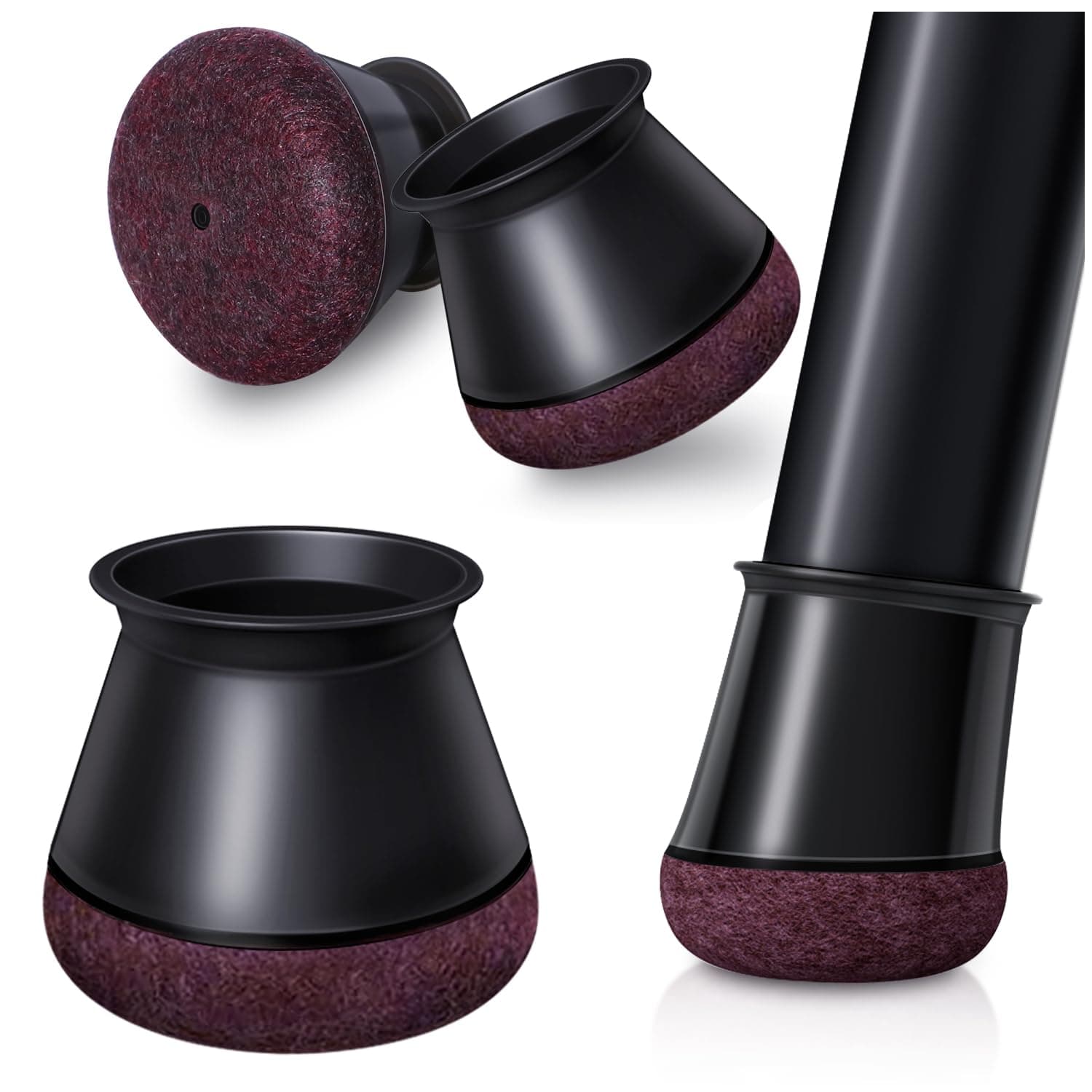 OCONDA 24 Pezzi Gommini per Sedie Rotondi Silicone, Feltrini per Gambe di Mobil, Proteggere il Pavimento dal Rumore Nero (Fit:20.1-30mm)