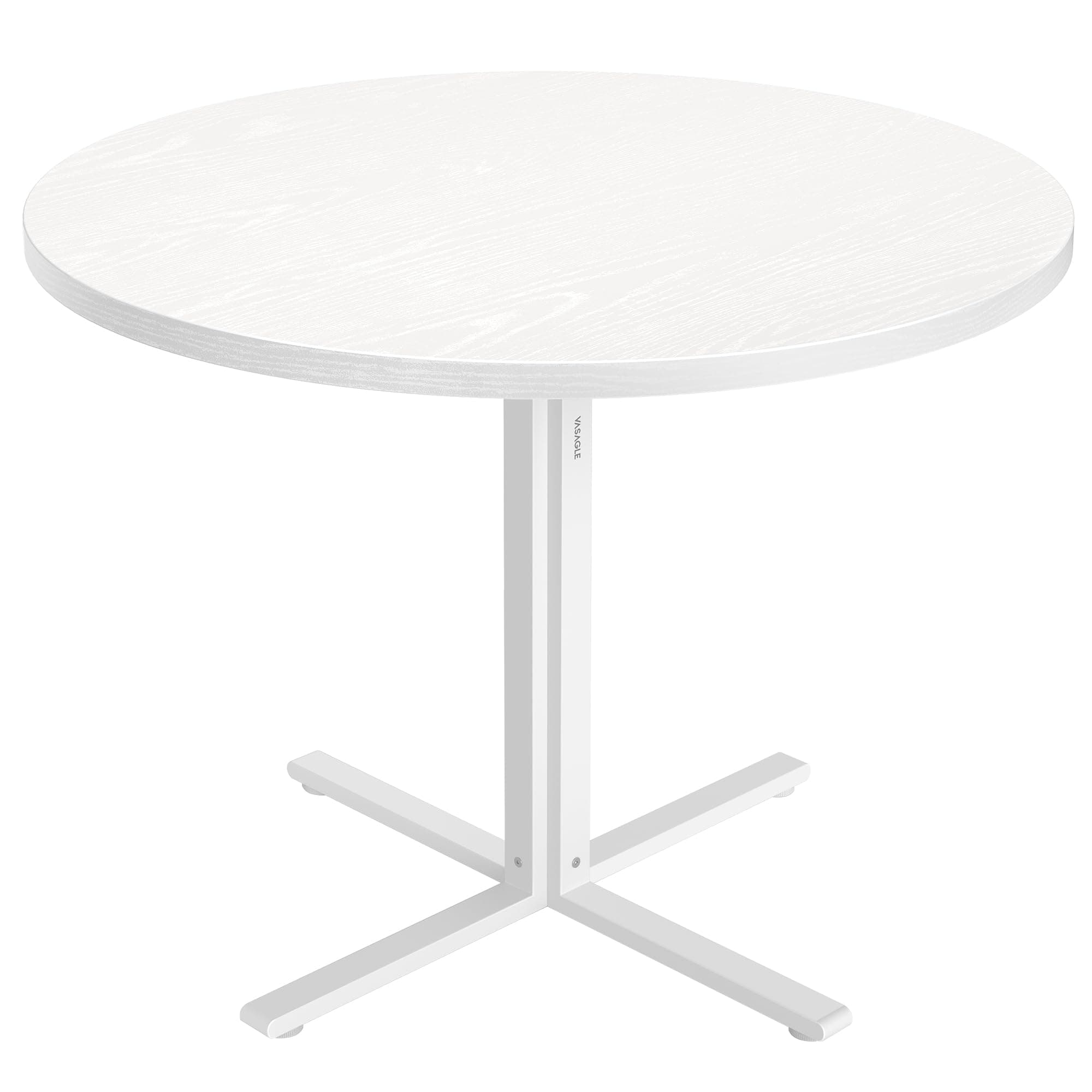 VASAGLE Tavolo da Pranzo Rotondo, Tavolino da Cucina per 4 Persone, Stile Rustico, Piano Resistente all'Acqua, diam. 80 cm, Altezza 74,8 cm, Sala da Pranzo, Soggiorno, Bianco Neve KDT082W01